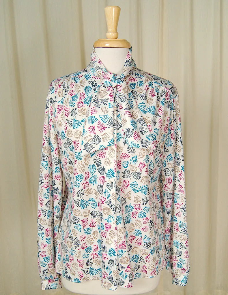 80s does 1940s Coral Bow Blouse