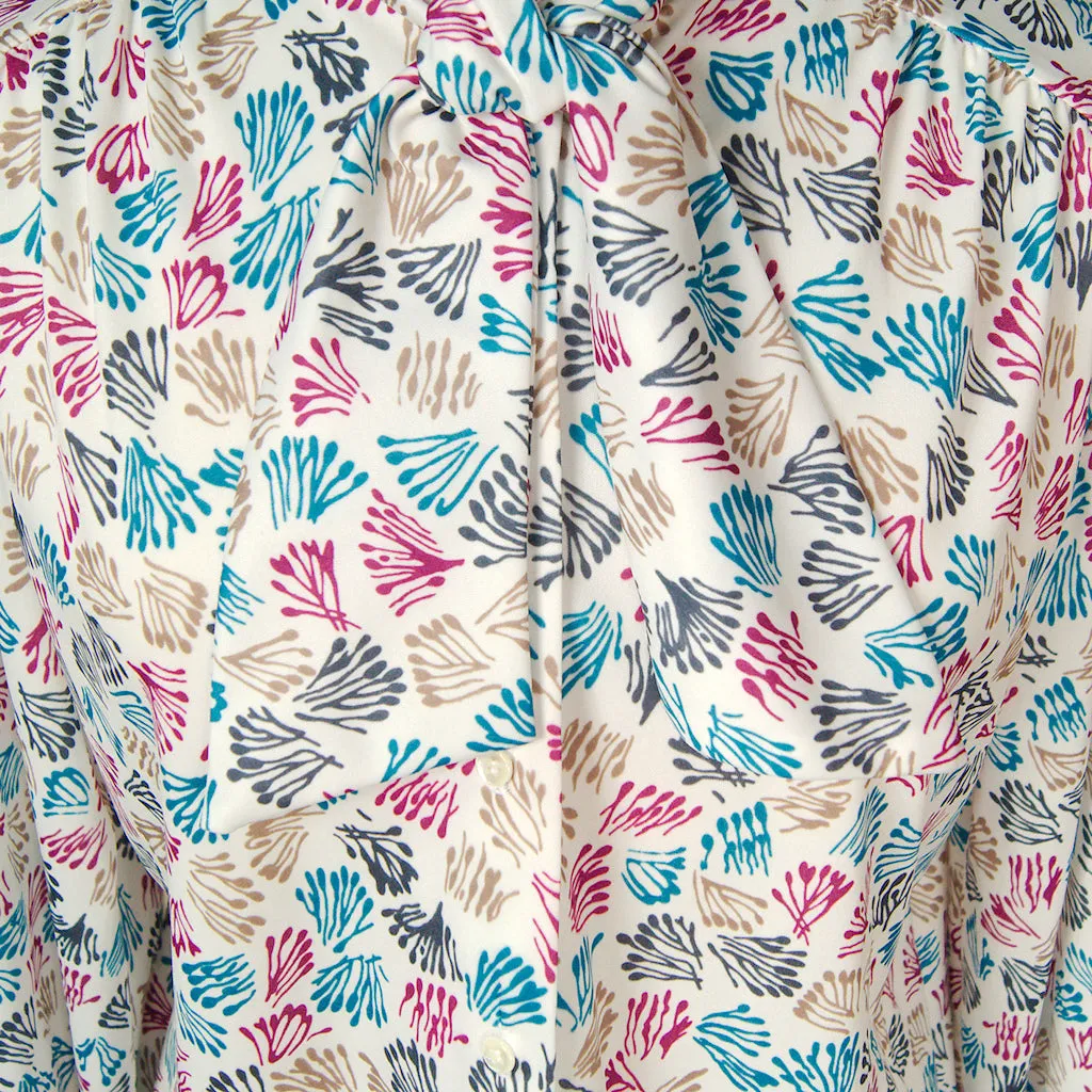80s does 1940s Coral Bow Blouse