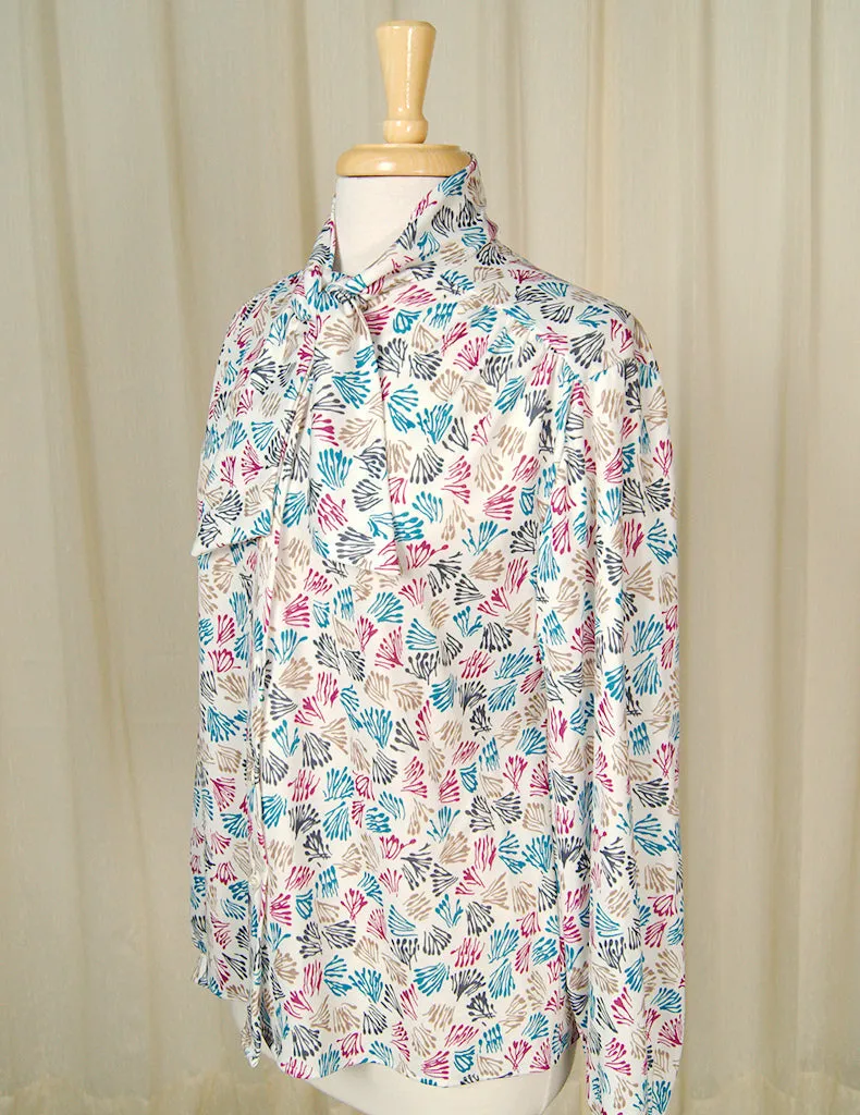 80s does 1940s Coral Bow Blouse