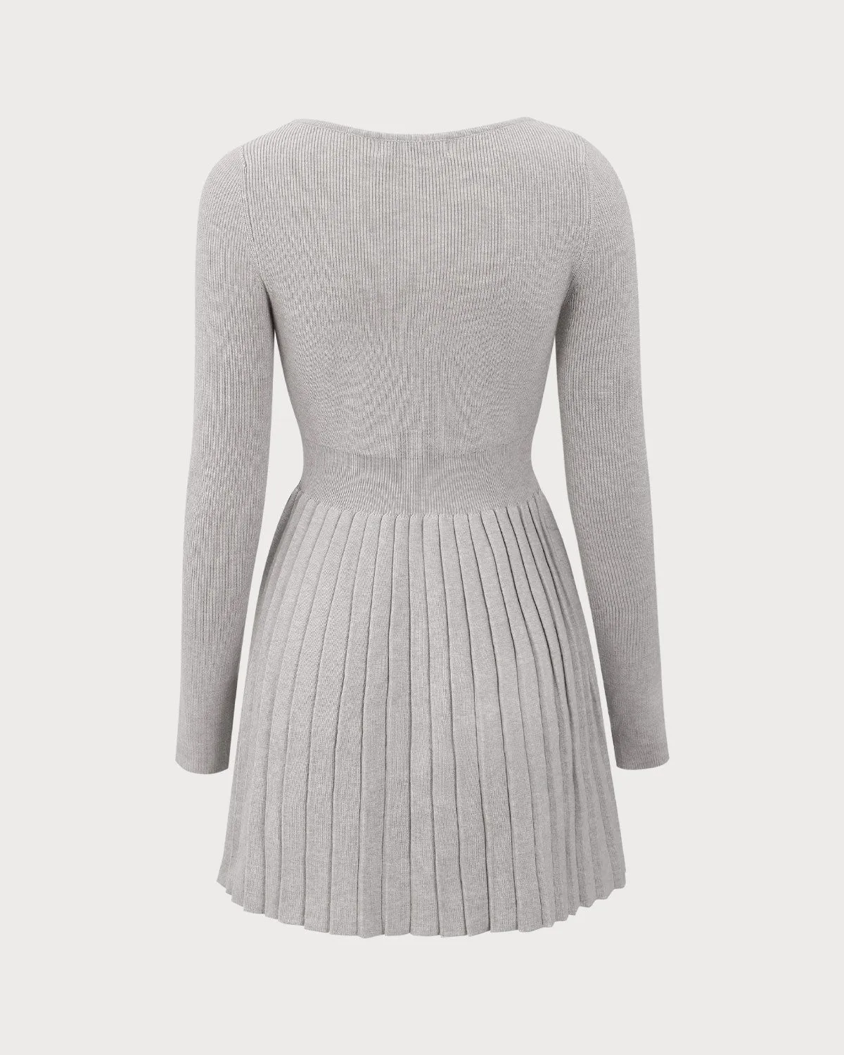 Apricot Square Neck Pleated Sweater Dress