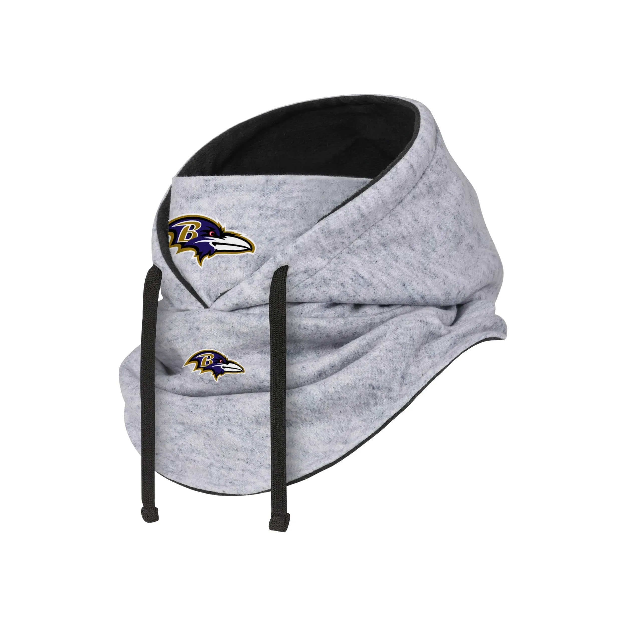 Baltimore Ravens NFL Heather Gray Drawstring Hooded Gaiter Scarf