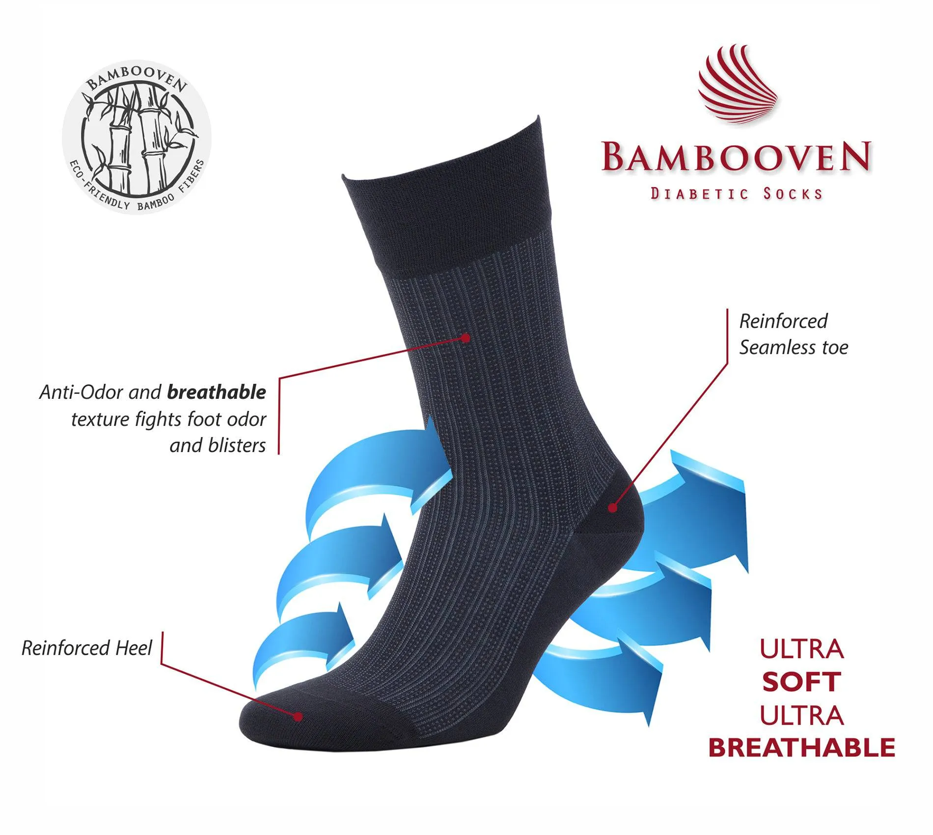 Bambooven Men’s Bamboo Dress Socks – Soft & Odor-Free (8 Pack)