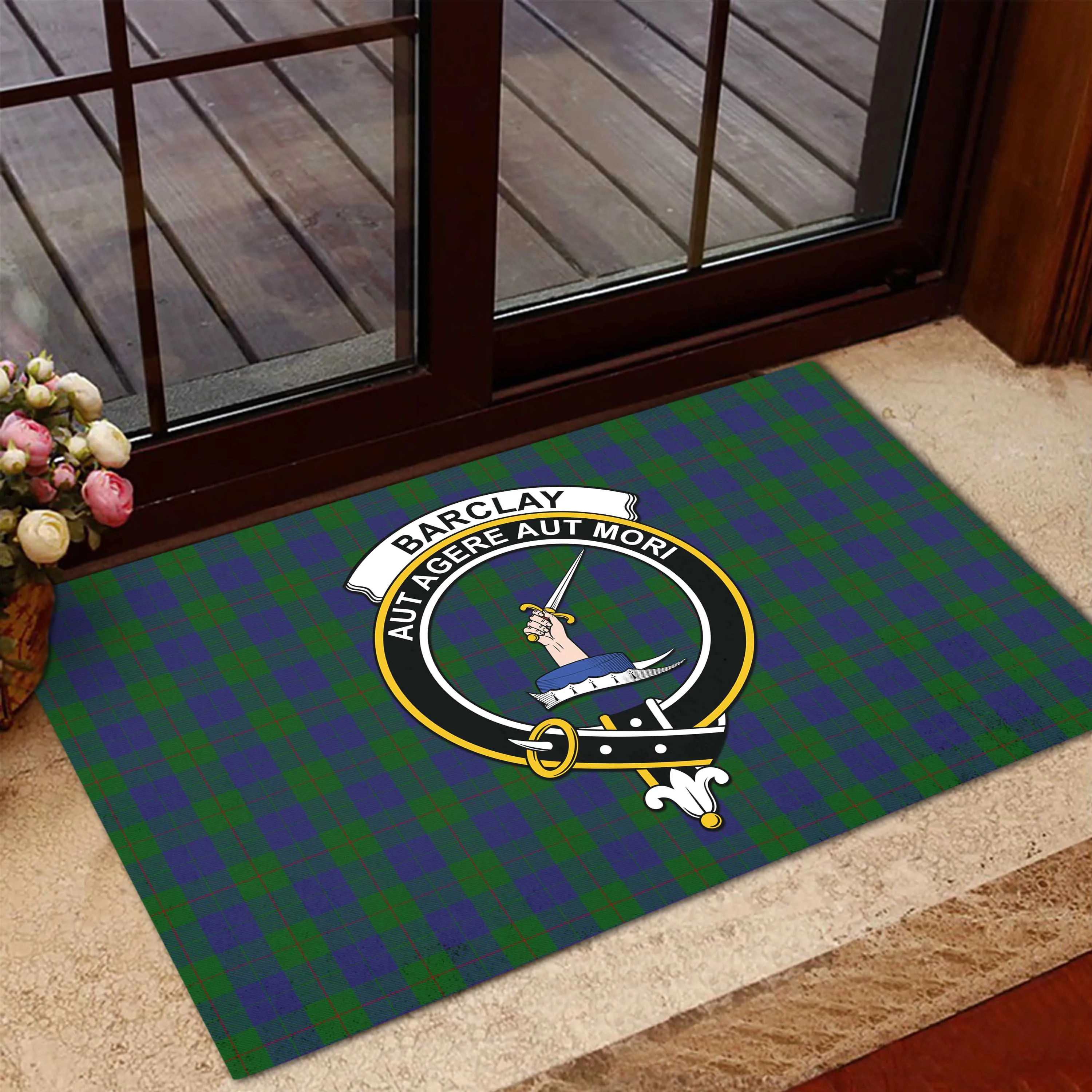 Barclay Tartan Door Mat with Family Crest