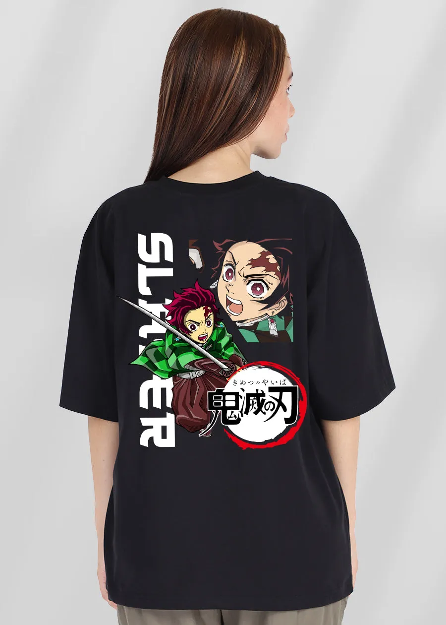 Black Printed Slayer Oversized T-shirt For Womens | Pronk