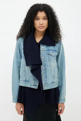Blue Denim & Knit Layered Jacket