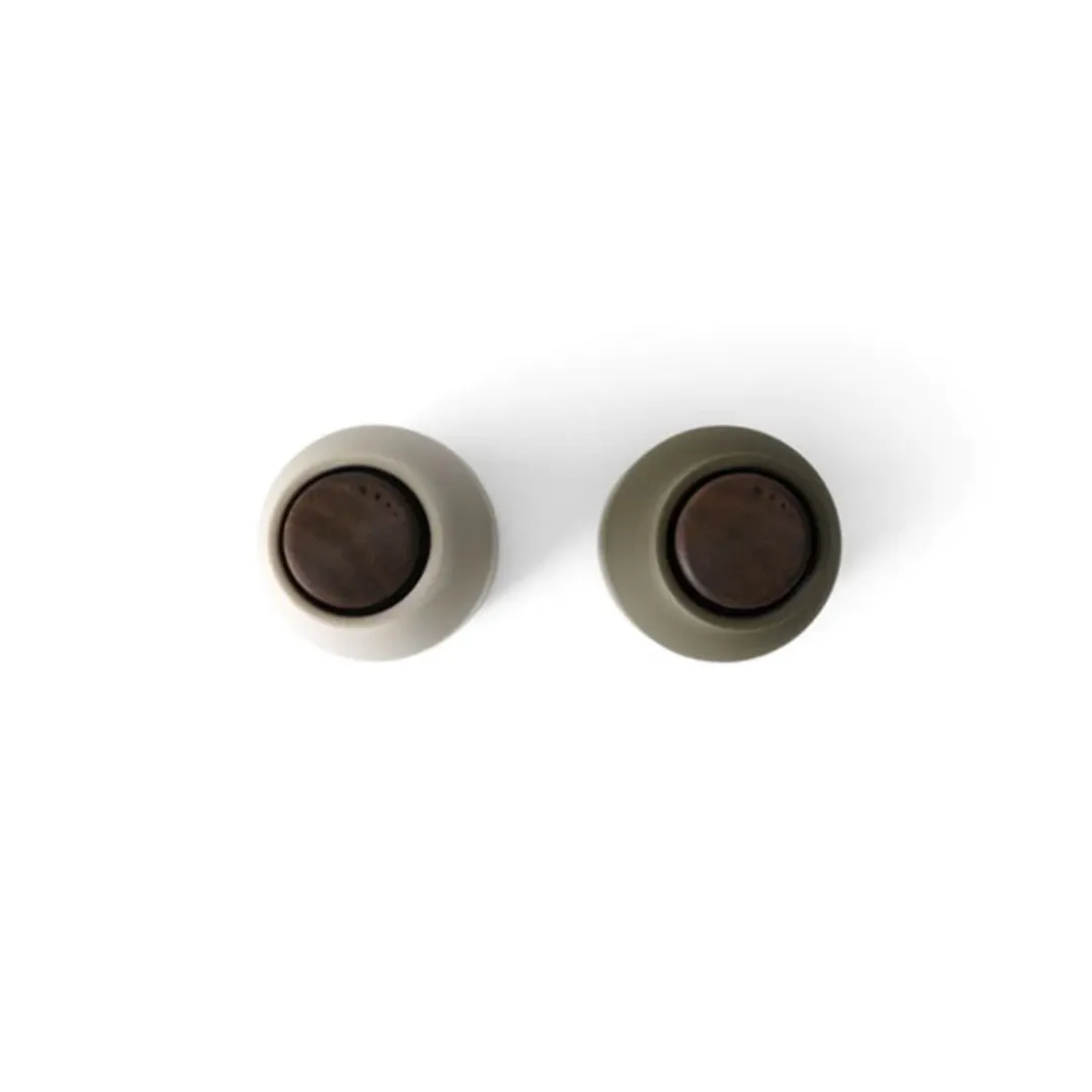 Bottle Grinder Set - Hunting Green/Beige with Walnut Lid by Audo Copenhagen