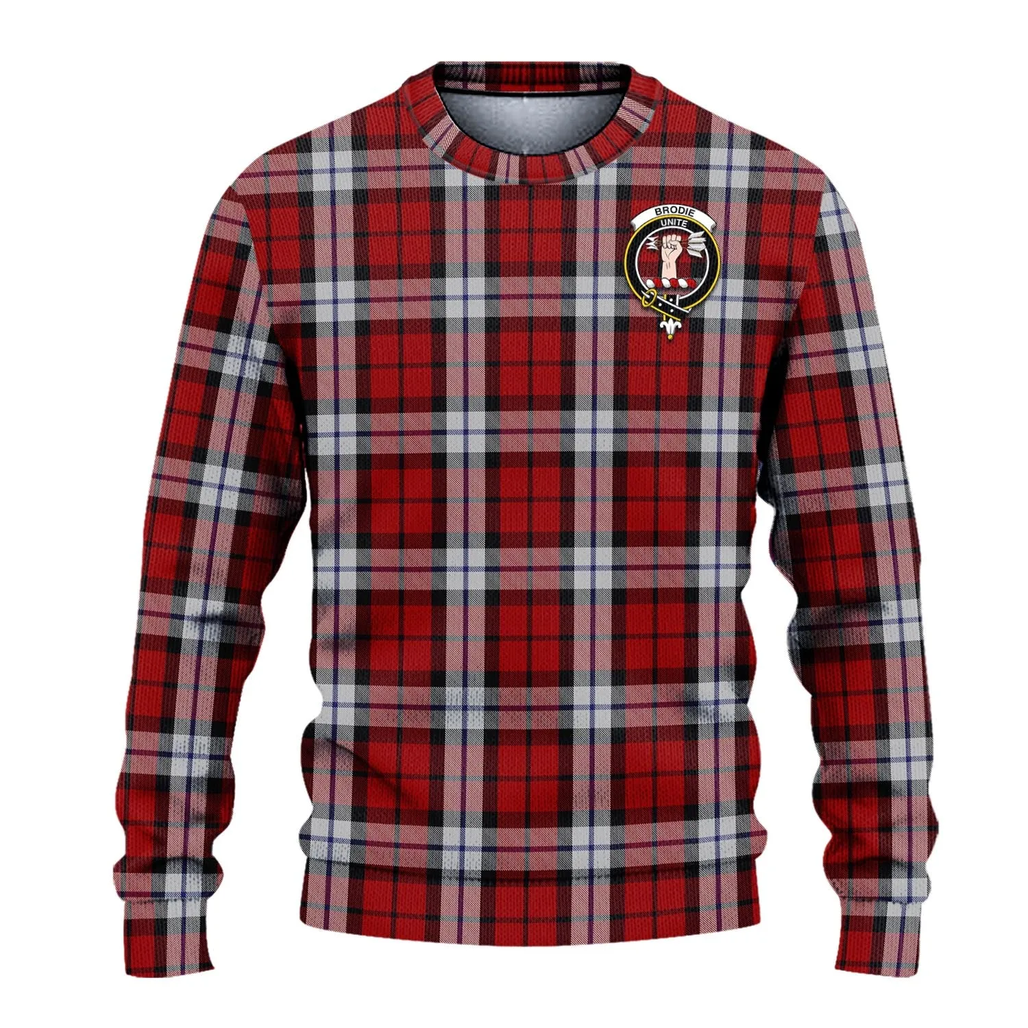 Brodie Dress Tartan Ugly Sweater with Family Crest