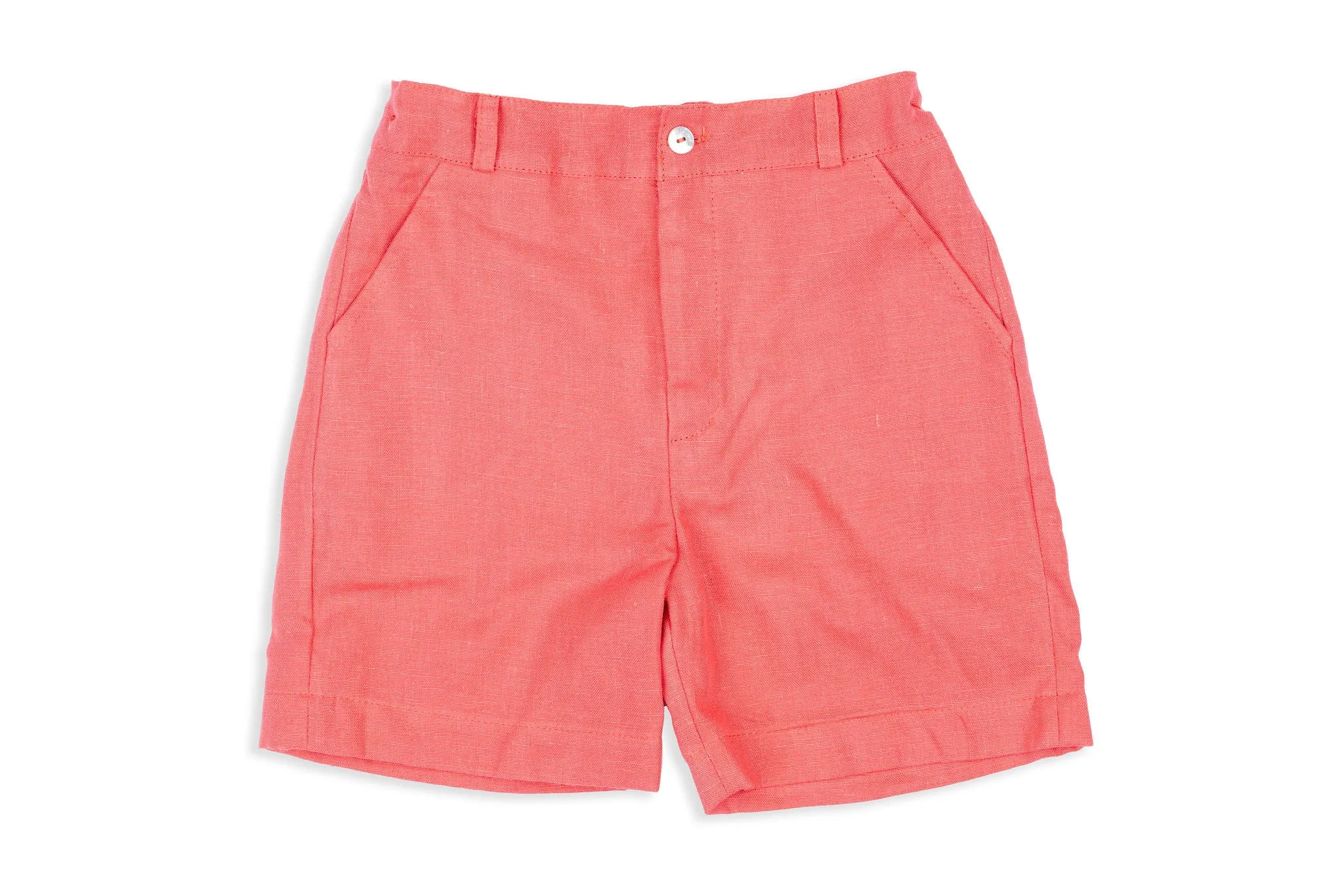 Coral Linen Shorts