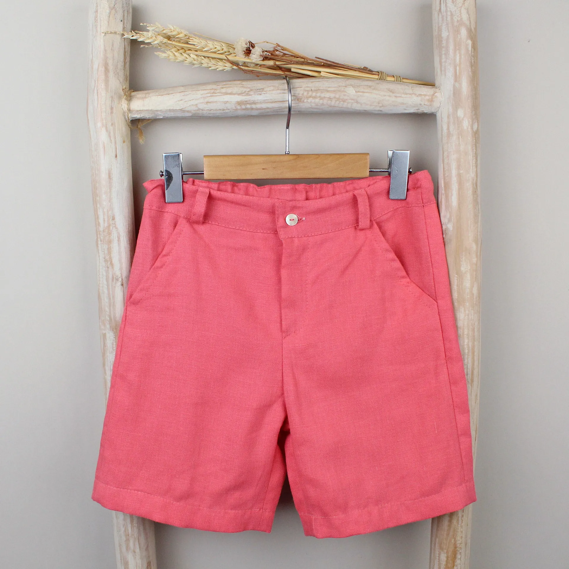 Coral Linen Shorts