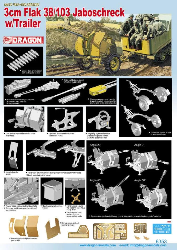 Dragon 1/35 3cm Flak 38/103 Jaboschreck w/Trailer | 6353