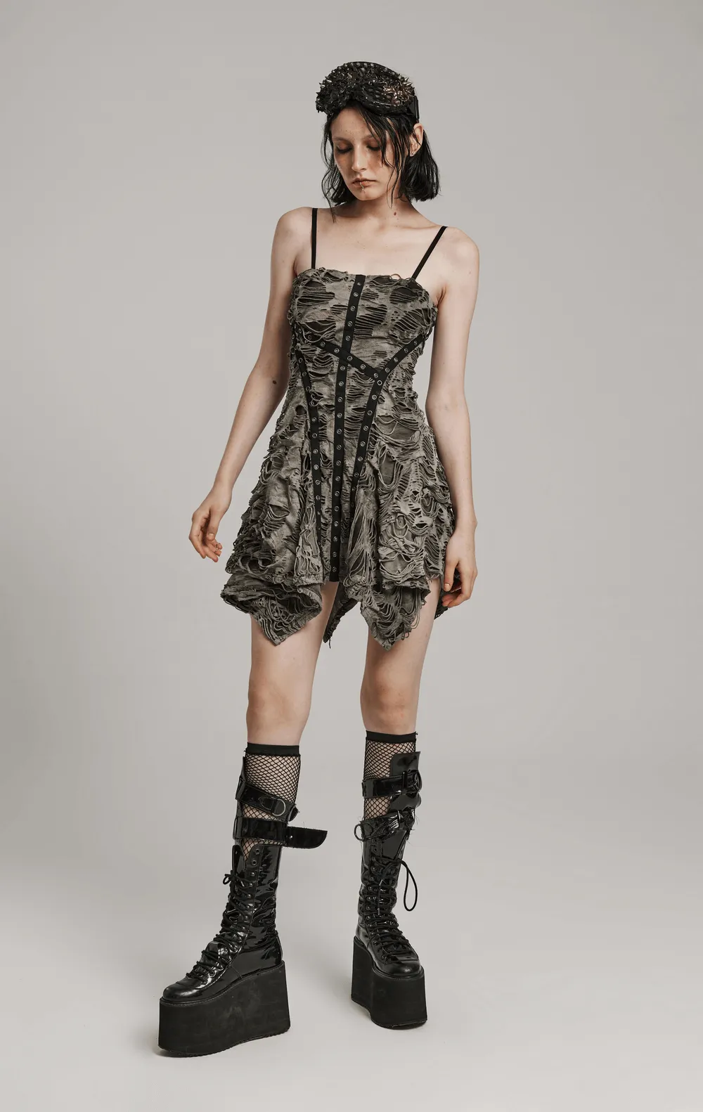 Edgy Tie-Dye Knit Slip Dress With Adjustable Straps