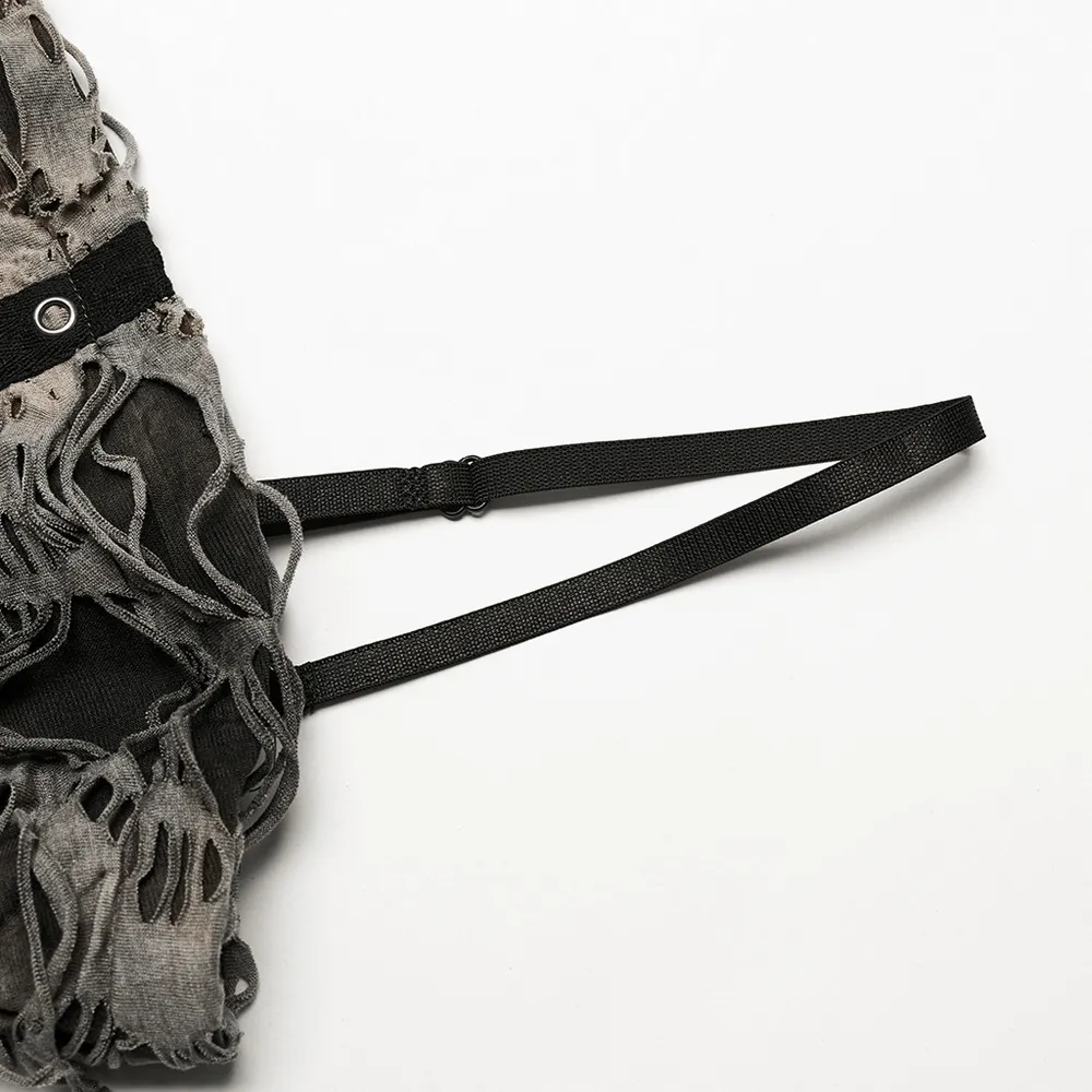 Edgy Tie-Dye Knit Slip Dress With Adjustable Straps