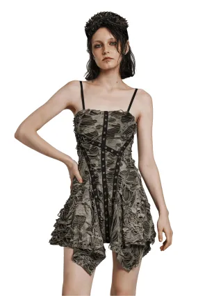 Edgy Tie-Dye Knit Slip Dress With Adjustable Straps
