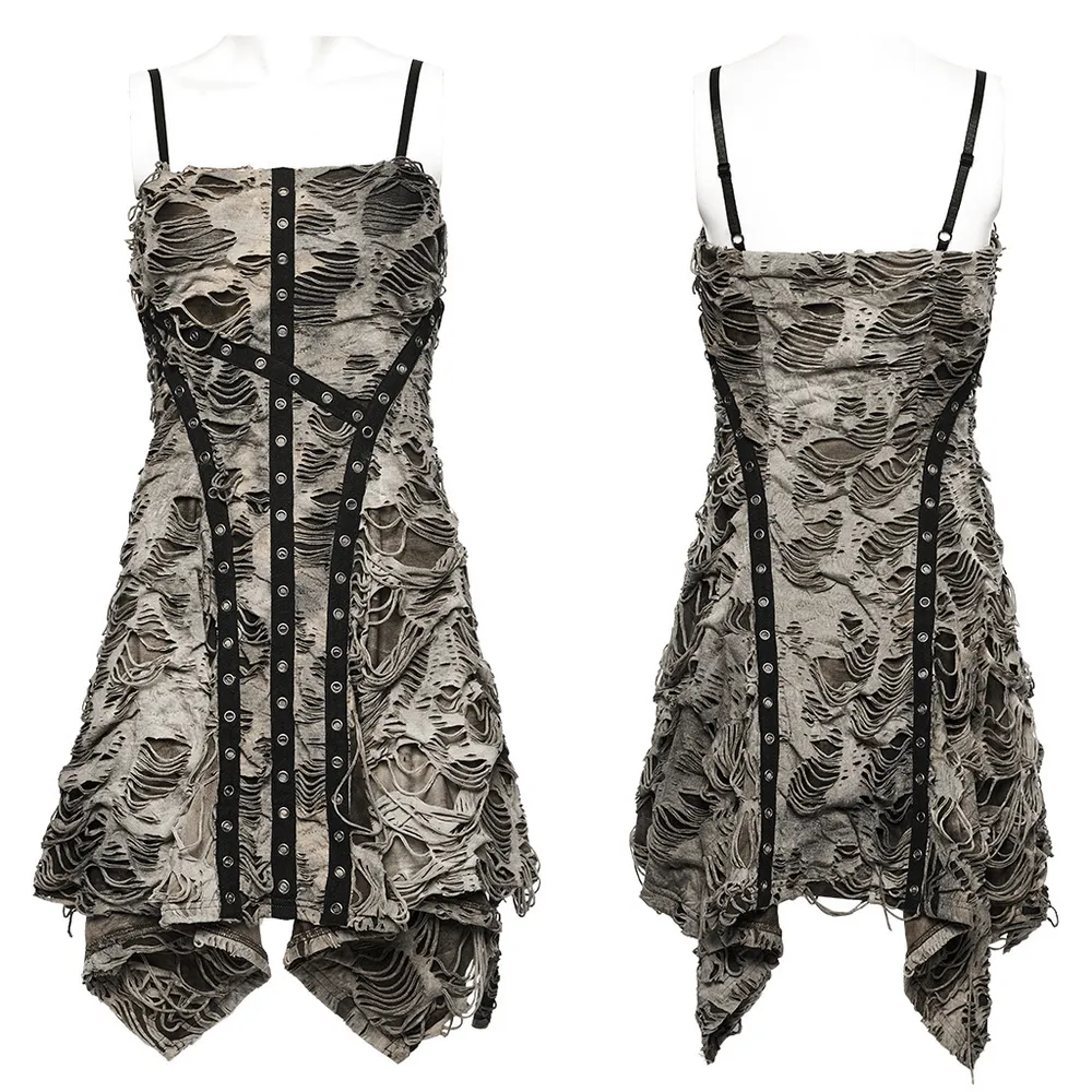 Edgy Tie-Dye Knit Slip Dress With Adjustable Straps