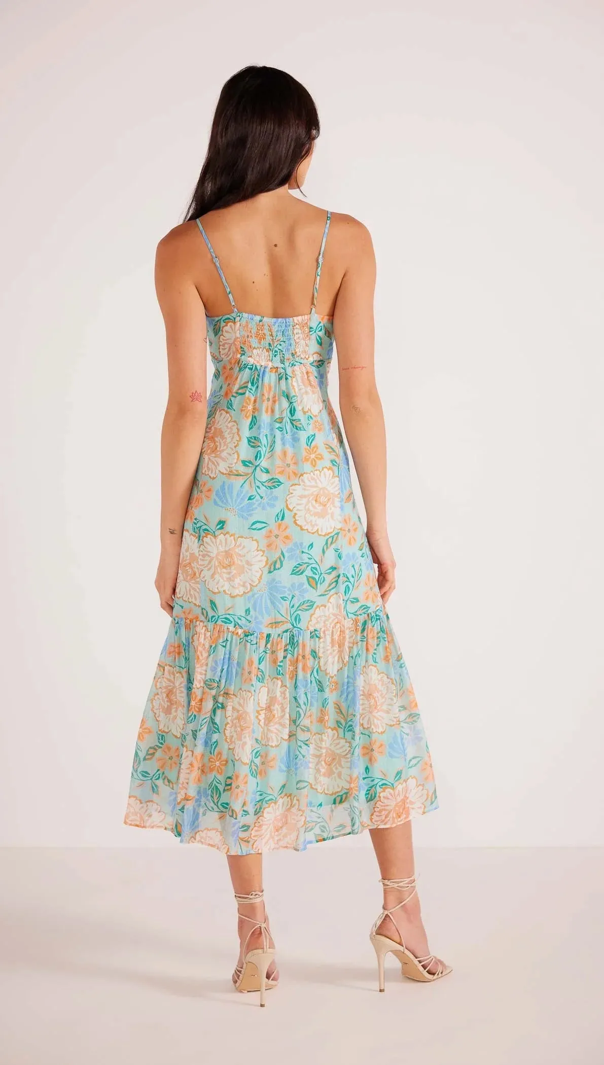 Evelyn Strappy Midaxi Dress - Mint/Floral