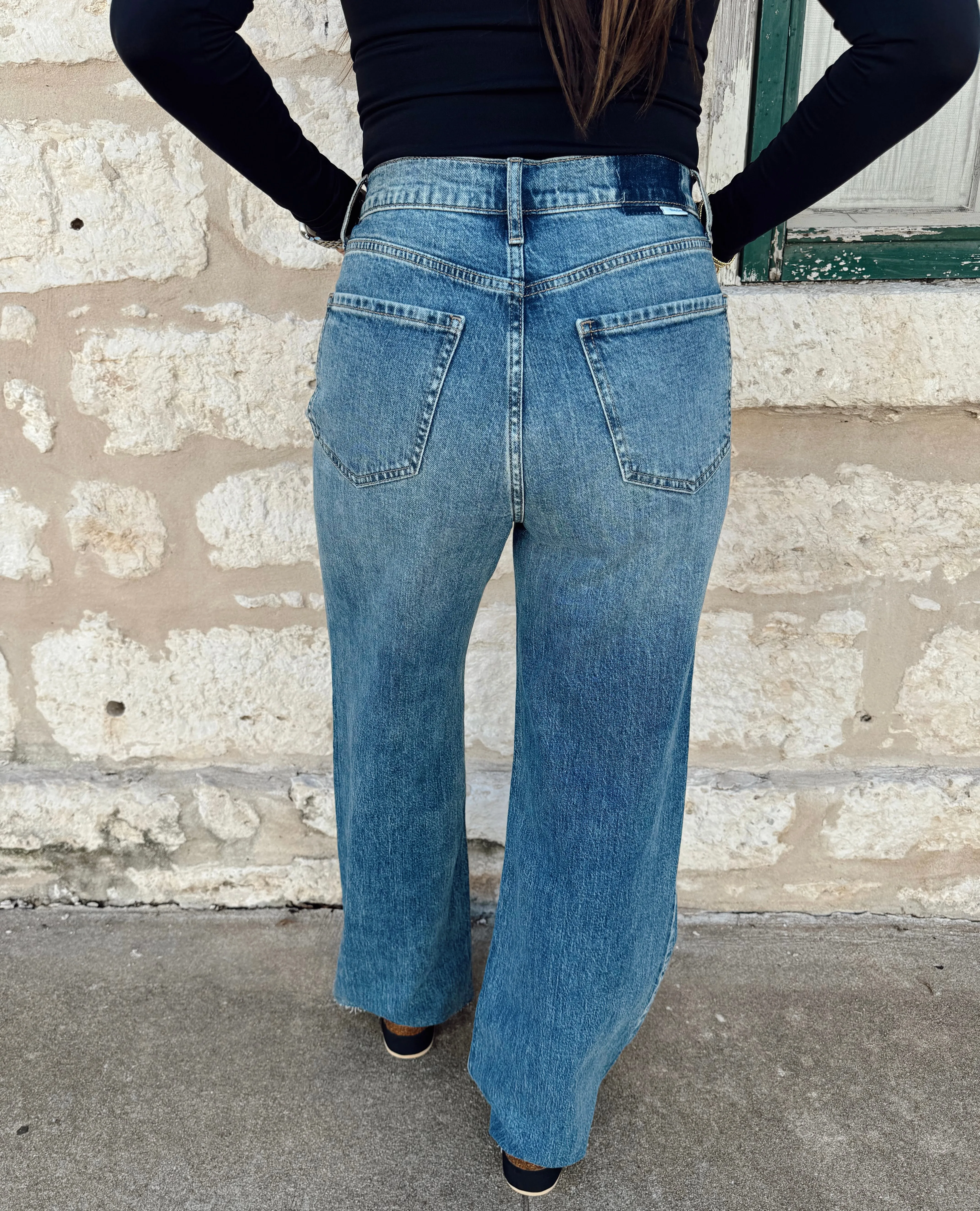 Far Out High Rise Wide Leg Jeans - Stunner