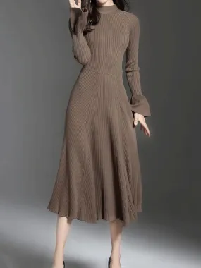 Fashion Small High Collar Loose Casual Knitted Ladies Dress