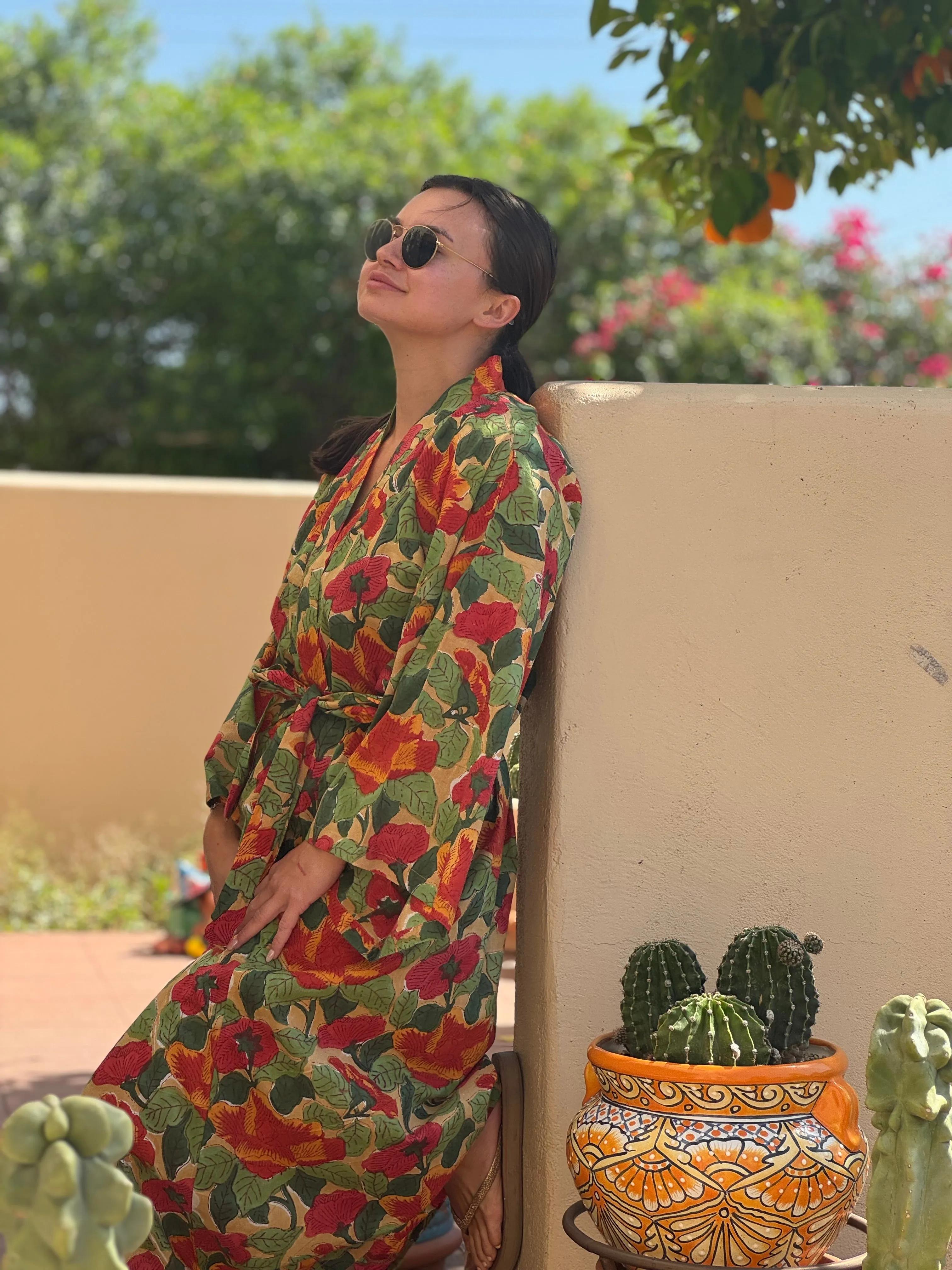 Frida Floral Cotton Dress Robe