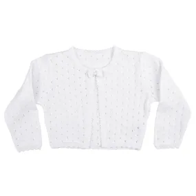 Girls White 100% Cotton Sweater with Tear Drop Pattern and Scalloped Trim - LTMAL-CKGRLS1