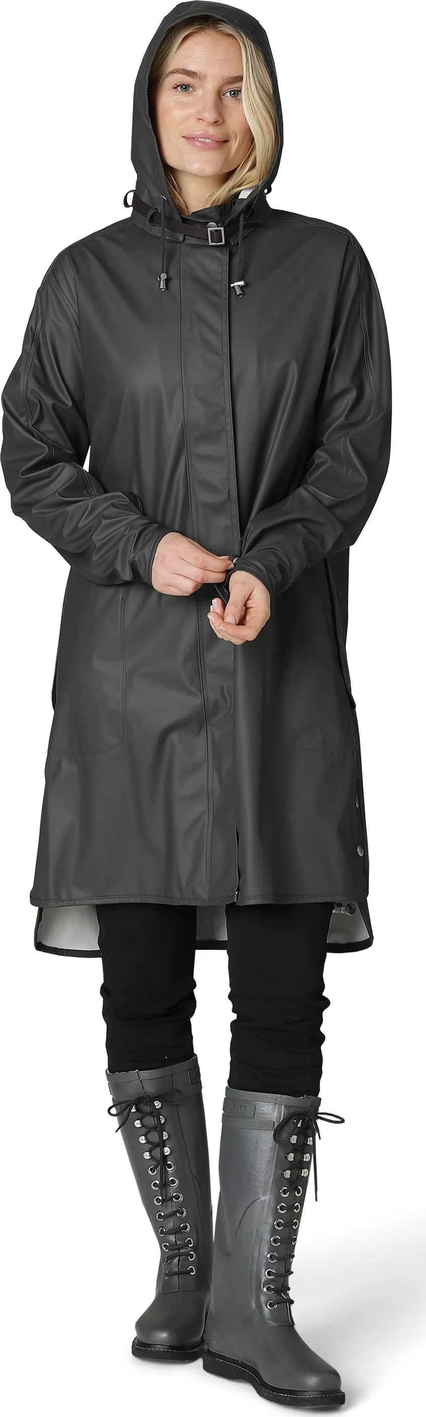 Ilse Jacobsen Women&#x27;s Raincoat Detachable Hood Dark Shadow | Buy Ilse Jacobsen Women&#x27;s Raincoat Detachable Hood Dark Shadow here | Outnorth