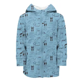 Kickee Pants Terry-Lined Raincoat: Seaside Blue Dogs