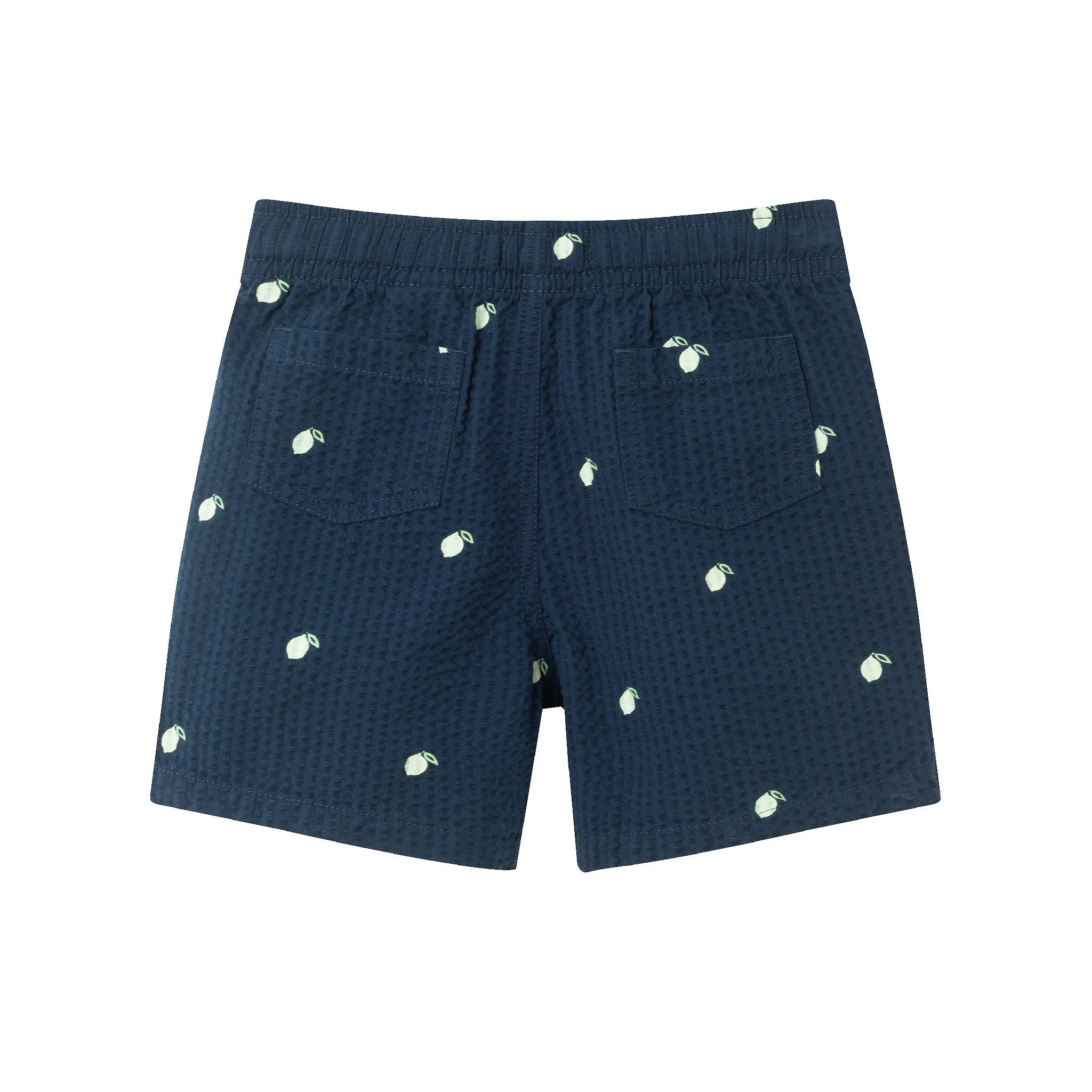 Kids (2-7) Seersucker Buttondown & Short Set | Navy Lime