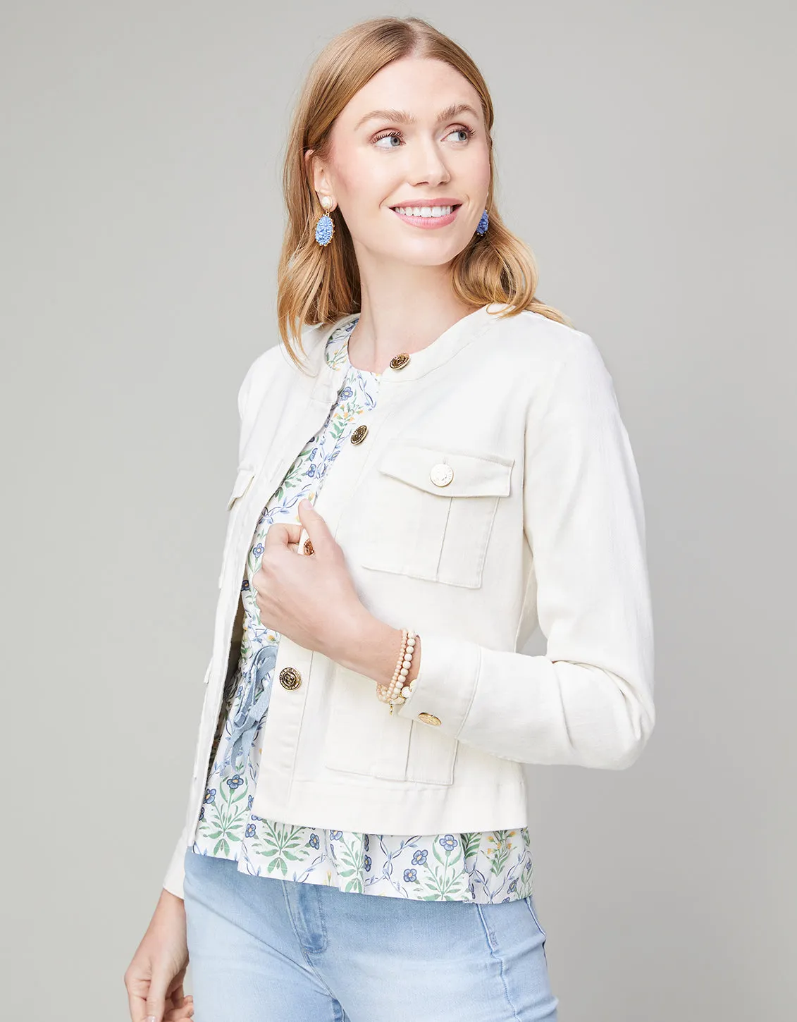 Kinsley Denim Jacket in Cream
