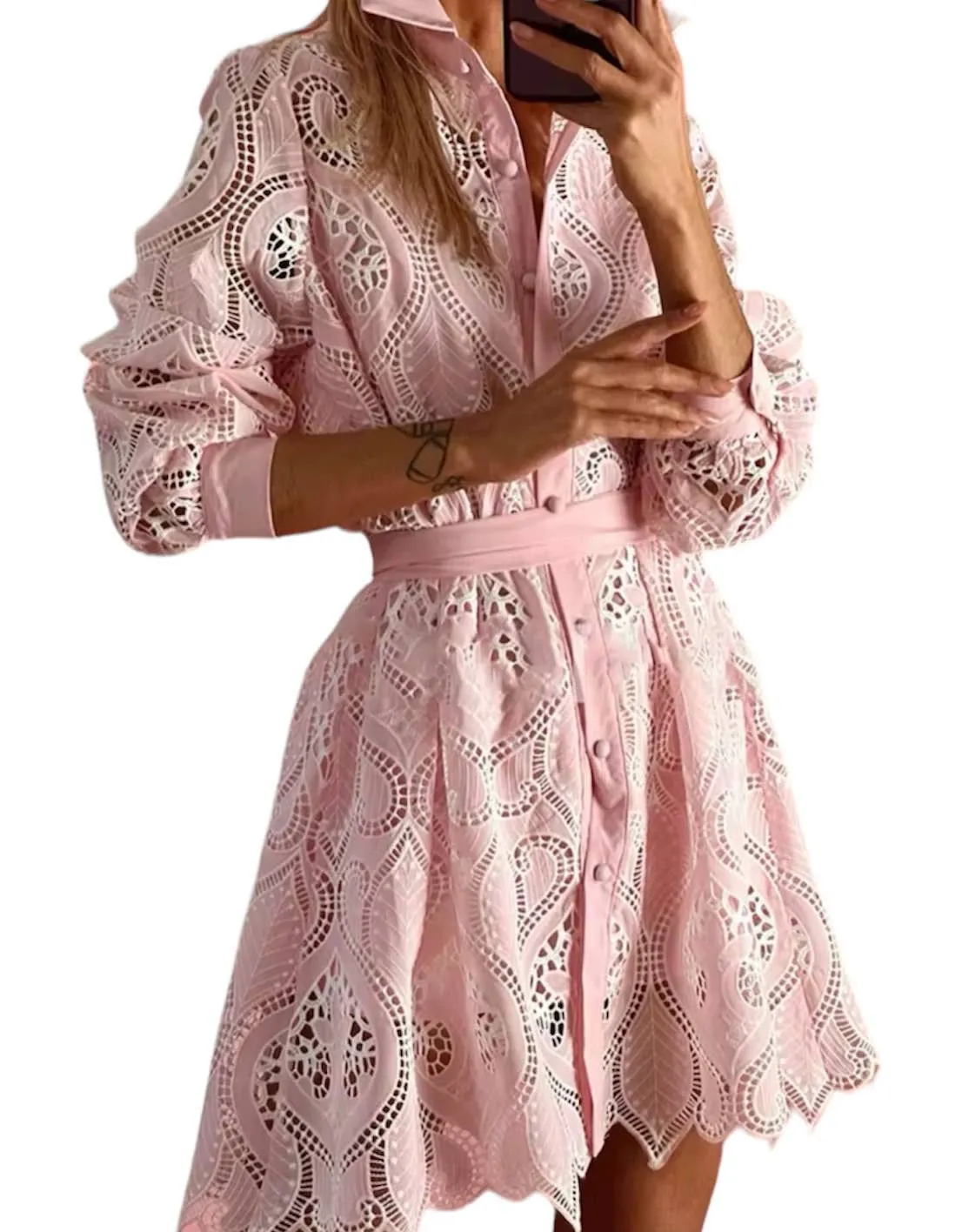 Lace Short Shirt Dress