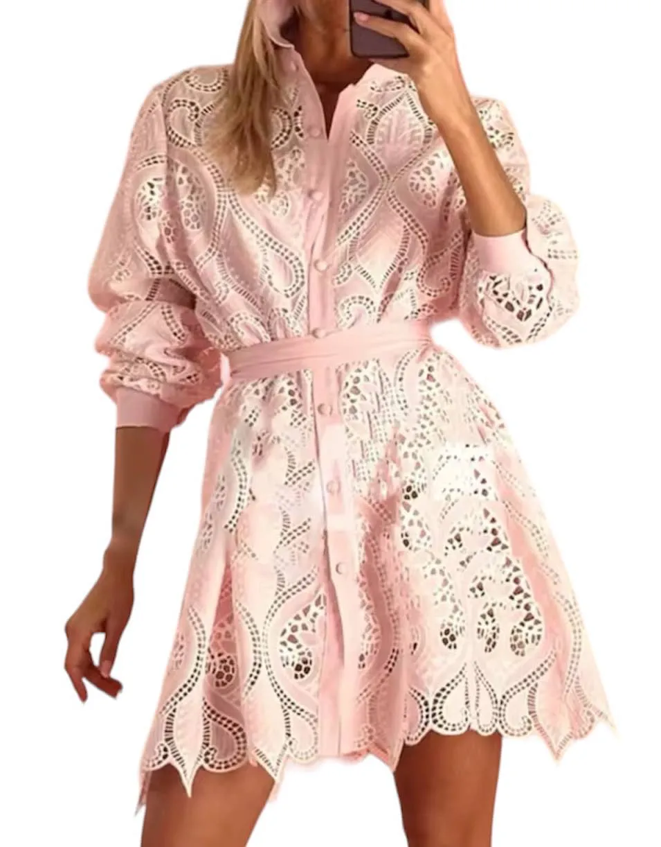 Lace Short Shirt Dress