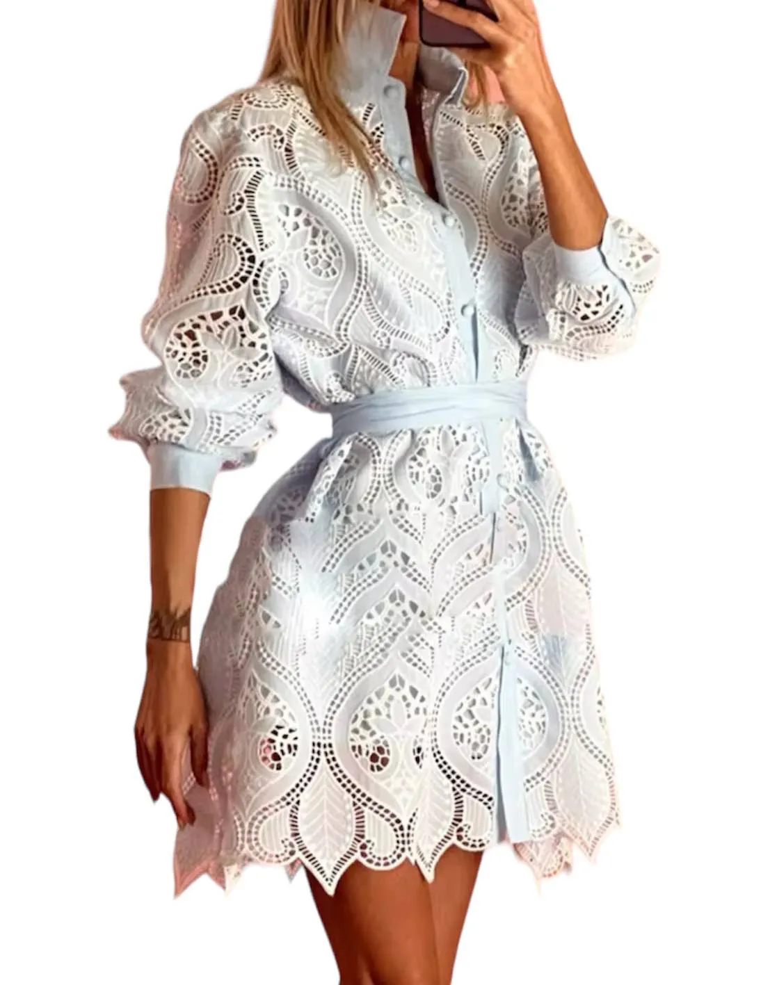 Lace Short Shirt Dress