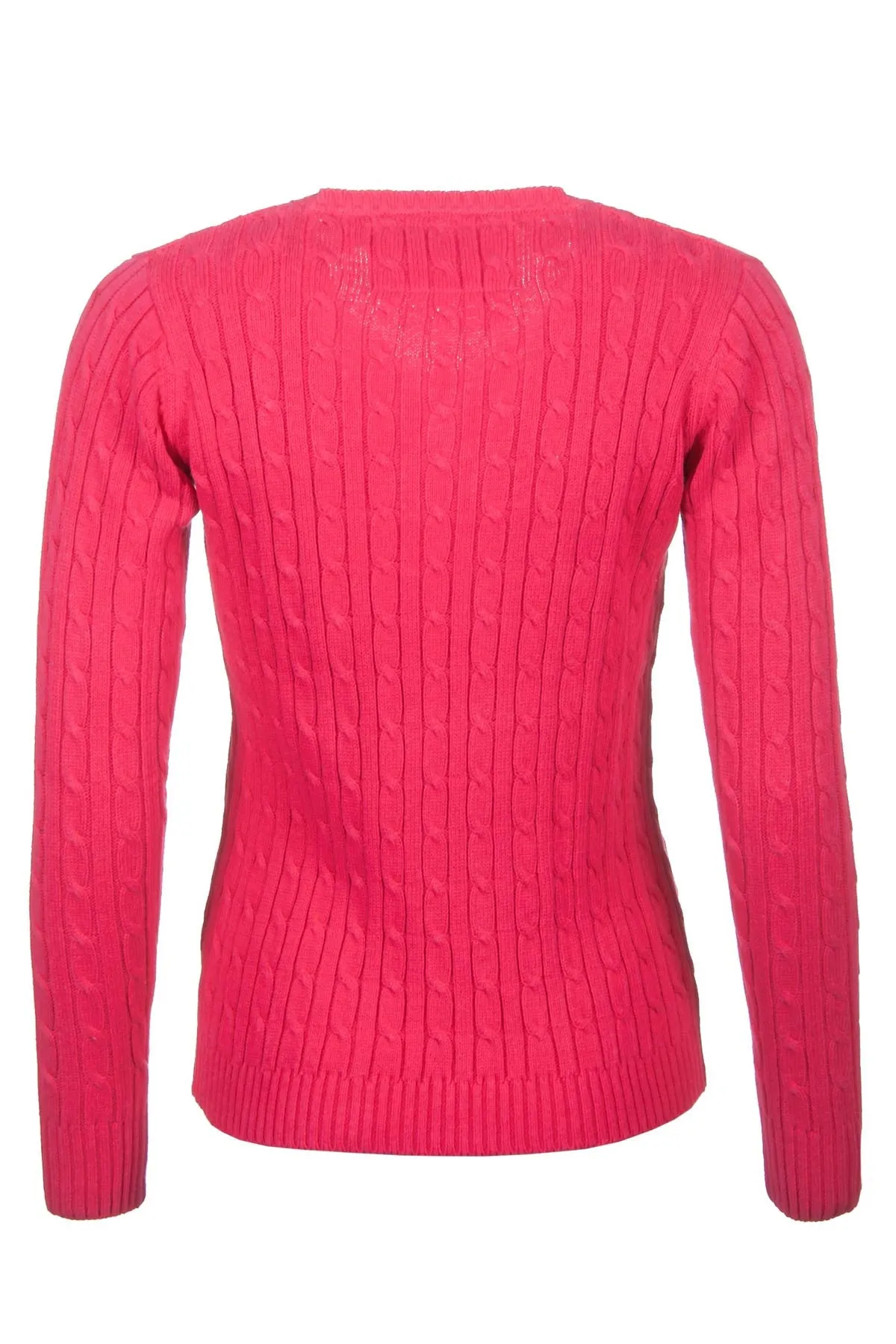 Ladies Cable Knit V Neck Jumper