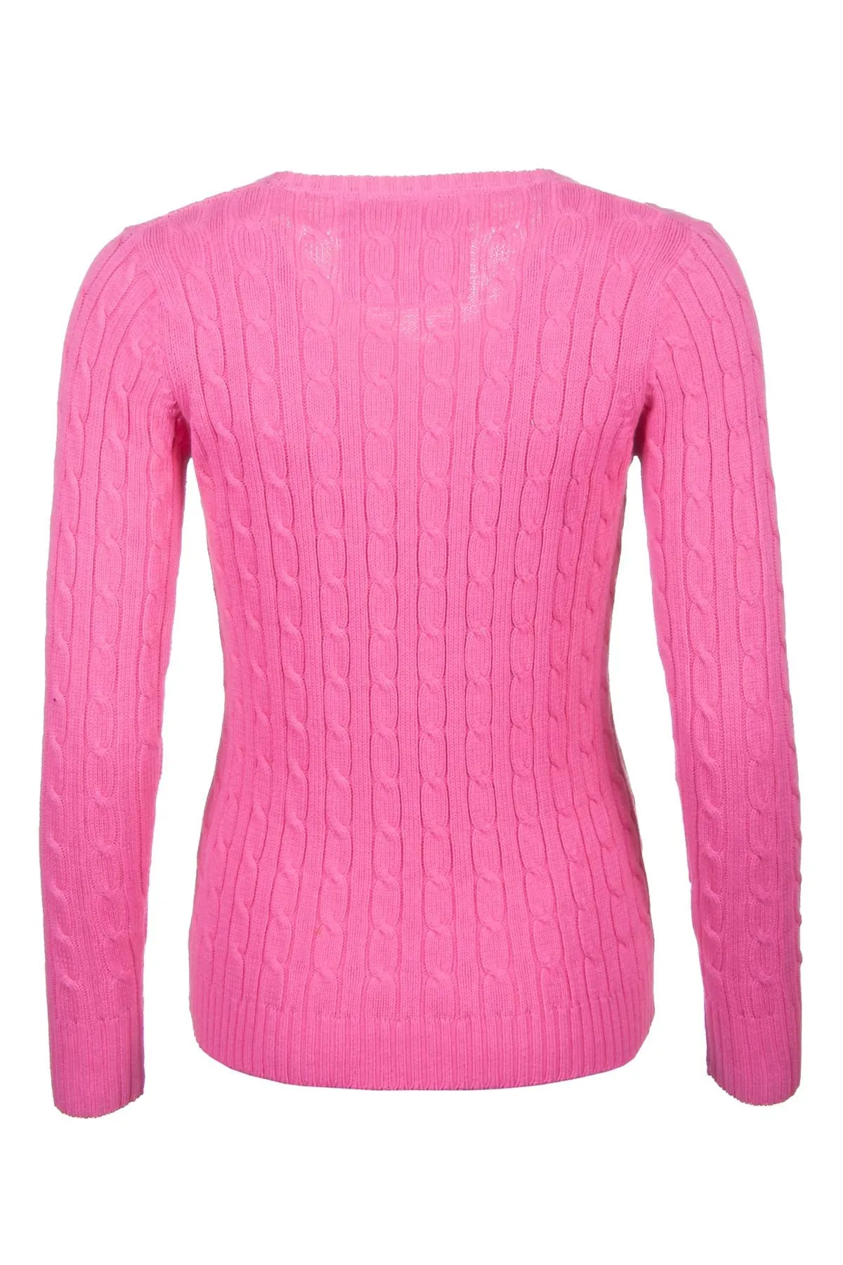 Ladies Cable Knit V Neck Jumper