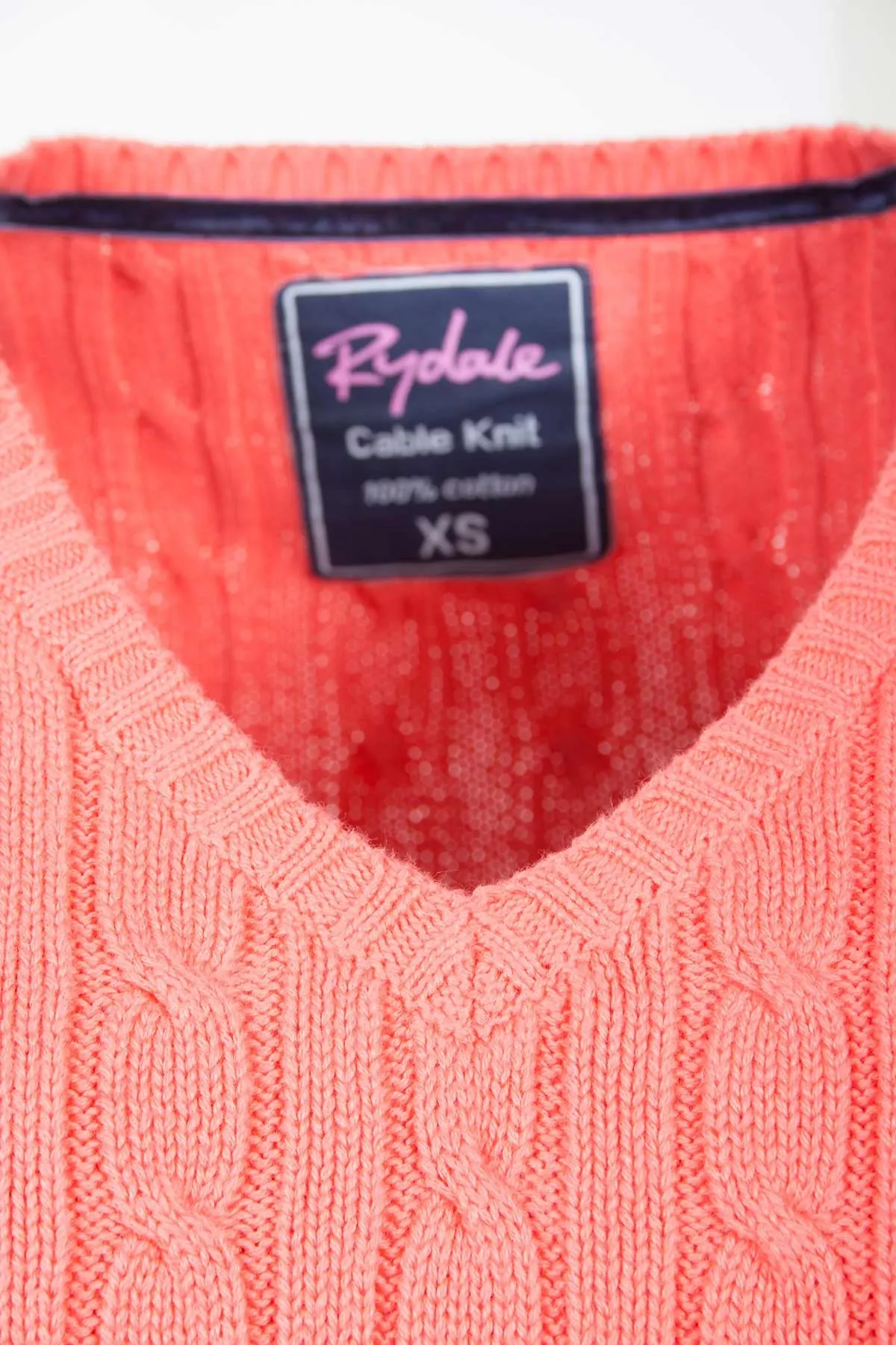 Ladies Cable Knit V Neck Jumper