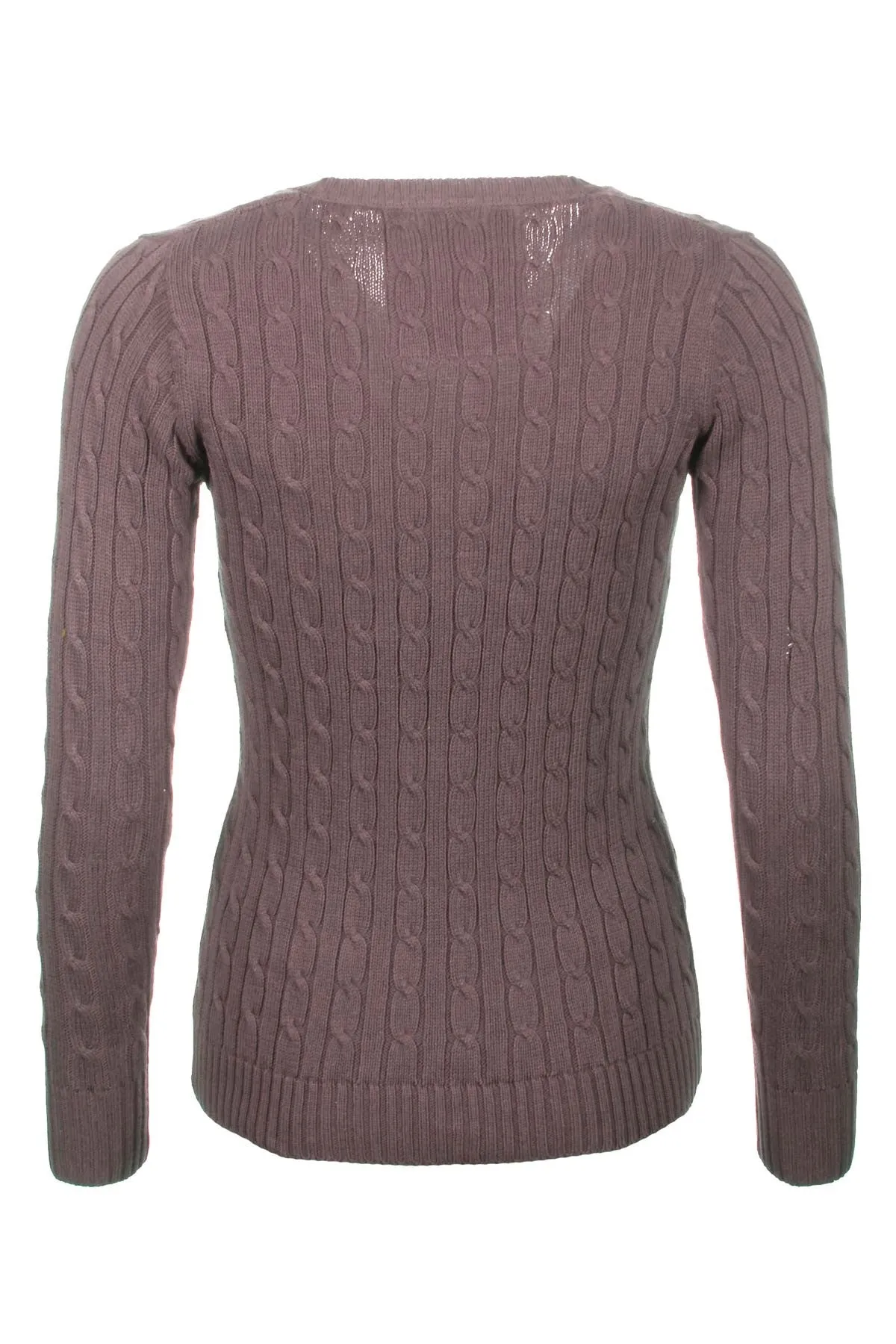 Ladies Cable Knit V Neck Jumper