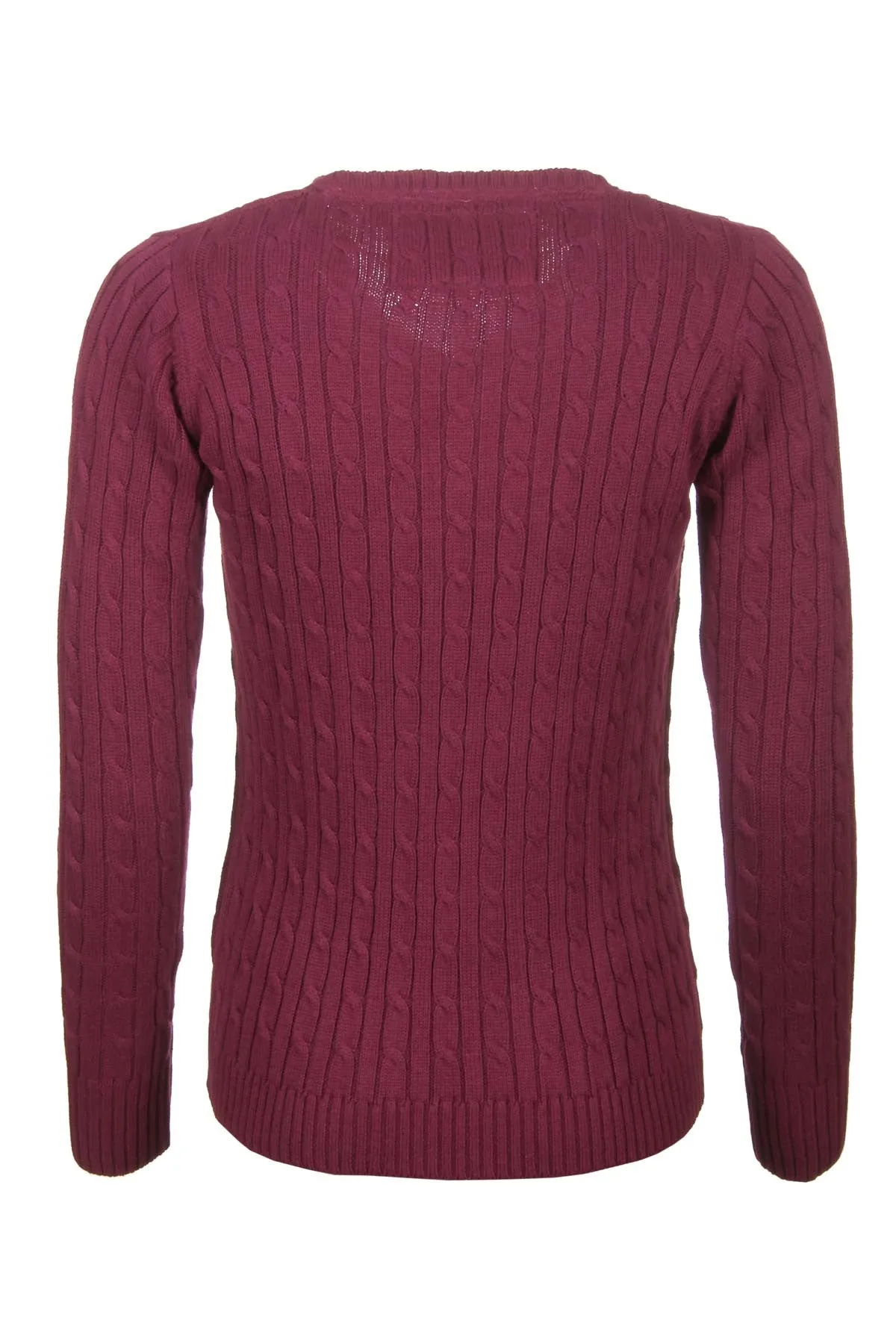 Ladies Cable Knit V Neck Jumper