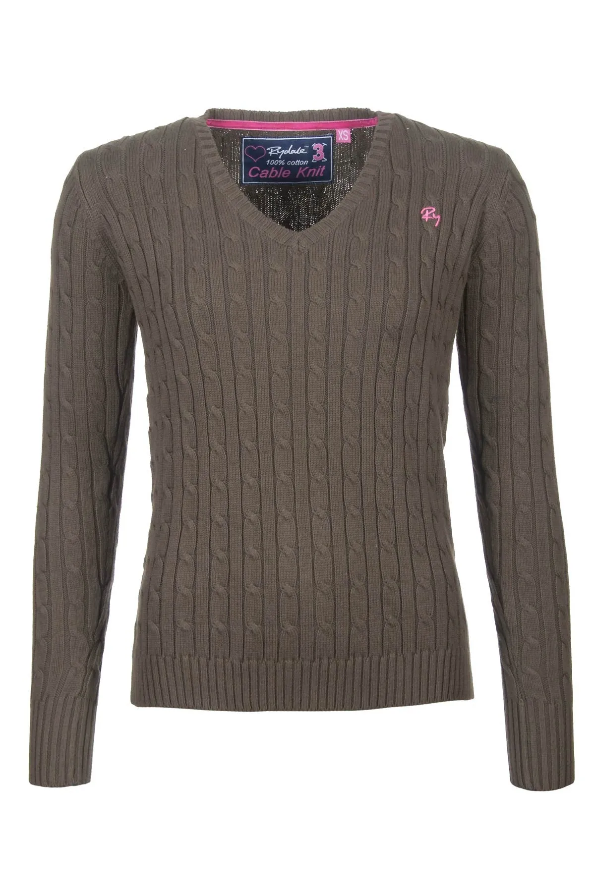 Ladies Cable Knit V Neck Jumper
