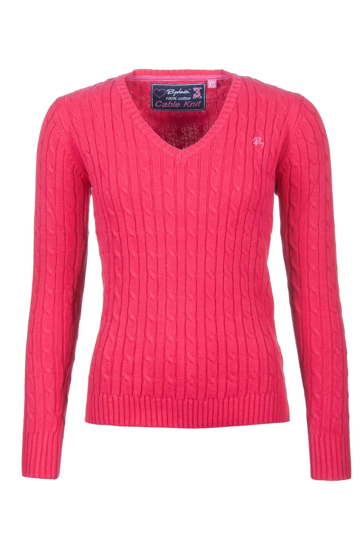 Ladies Cable Knit V Neck Jumper
