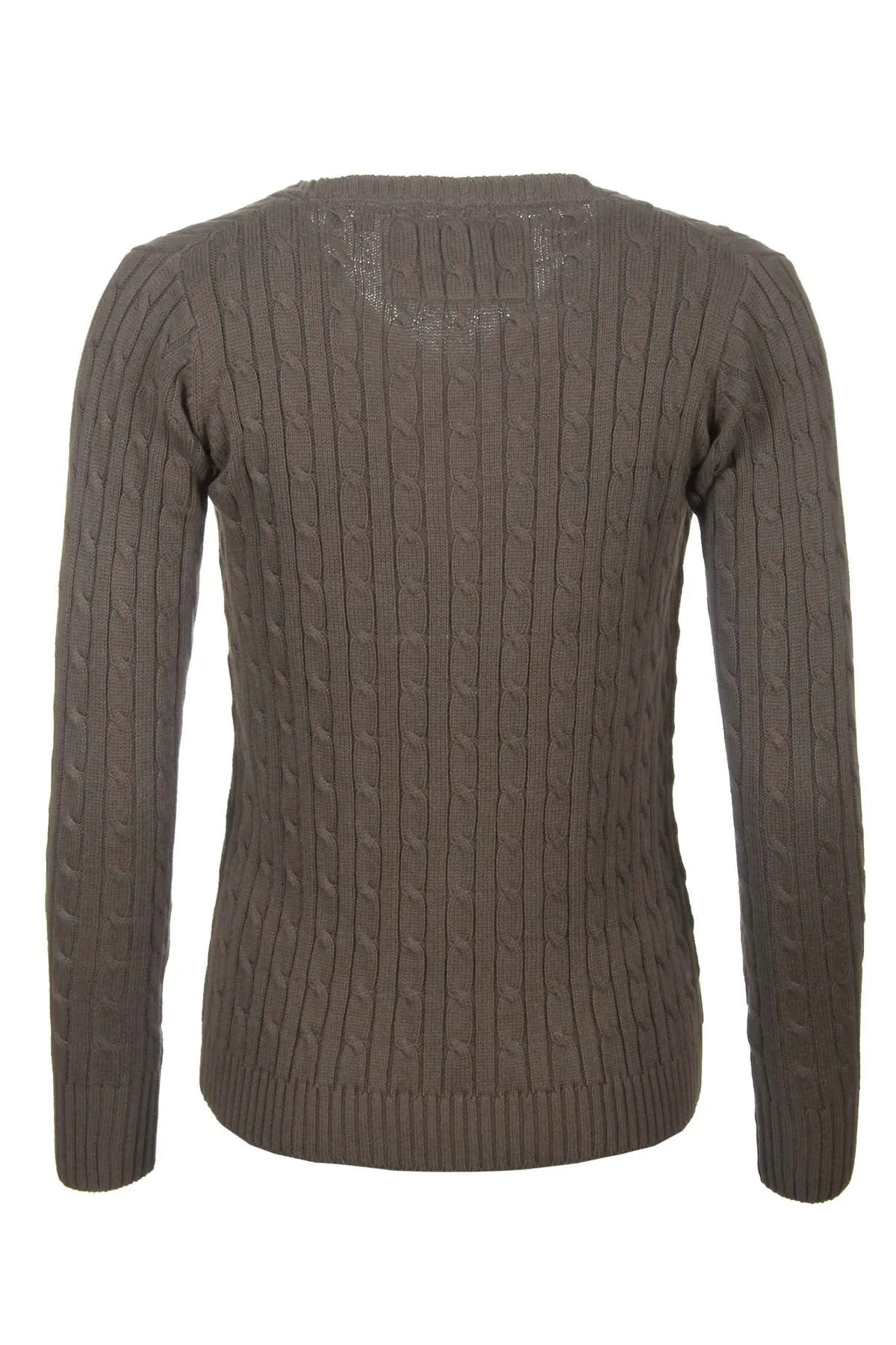 Ladies Cable Knit V Neck Jumper