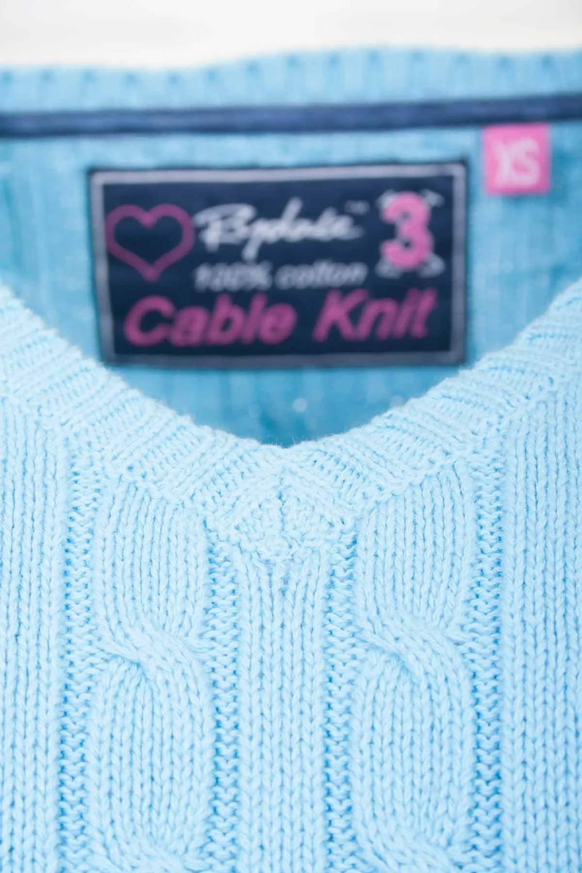 Ladies Cable Knit V Neck Jumper