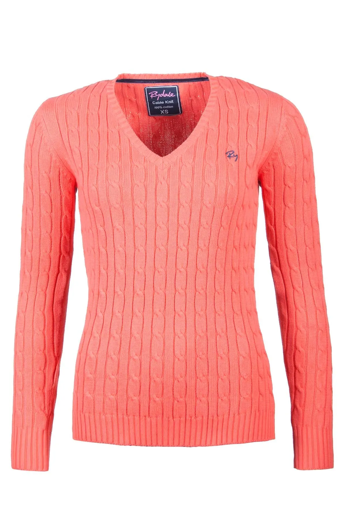 Ladies Cable Knit V Neck Jumper