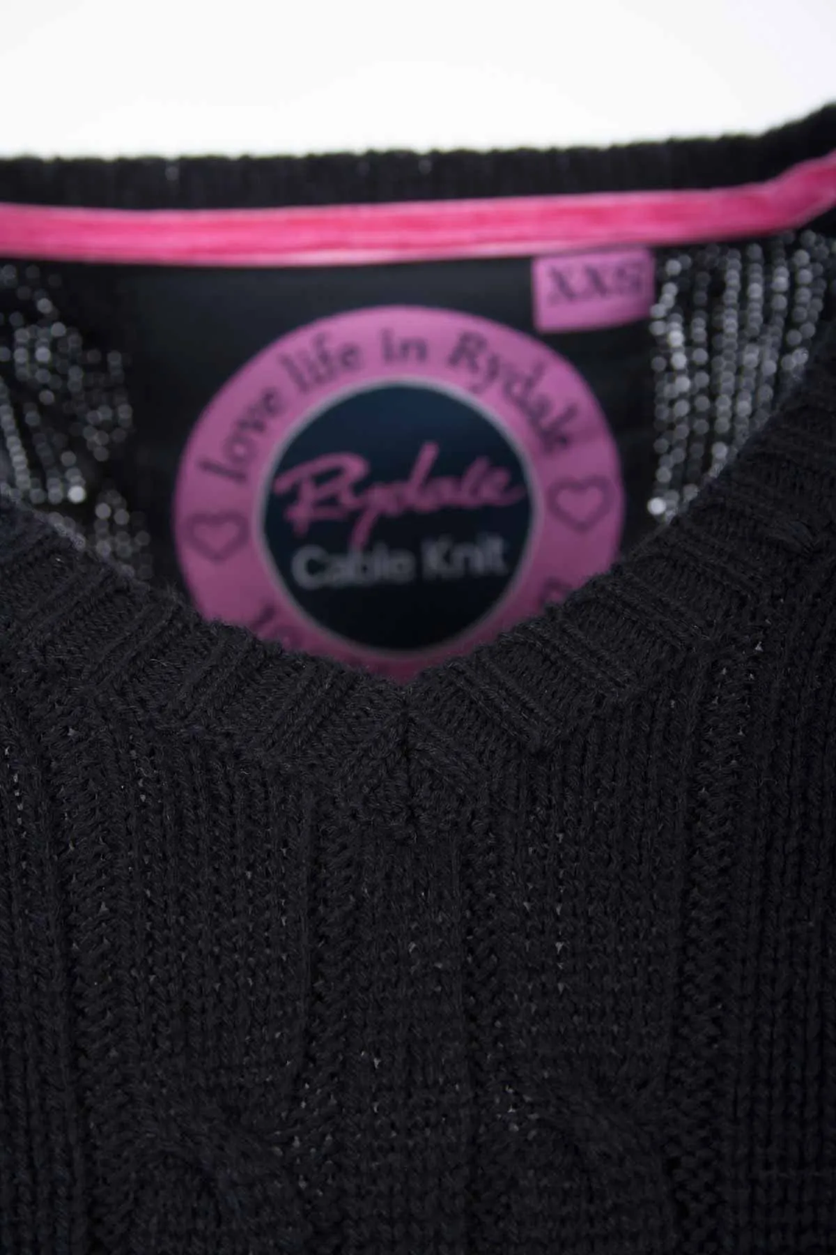 Ladies Cable Knit V Neck Jumper