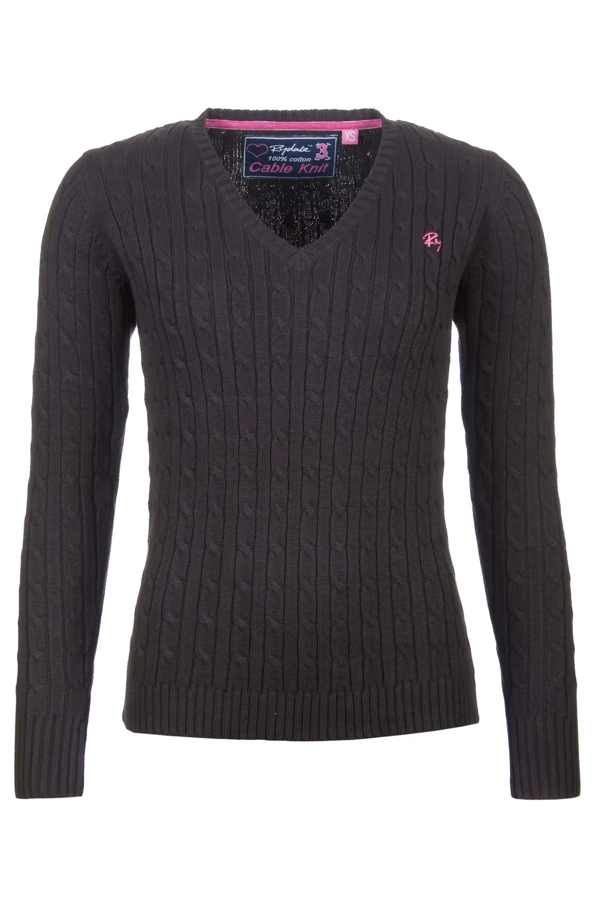Ladies Cable Knit V Neck Jumper