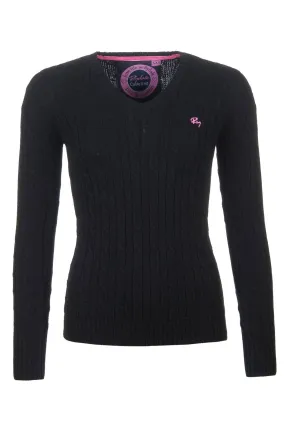 Ladies Cable Knit V Neck Jumper