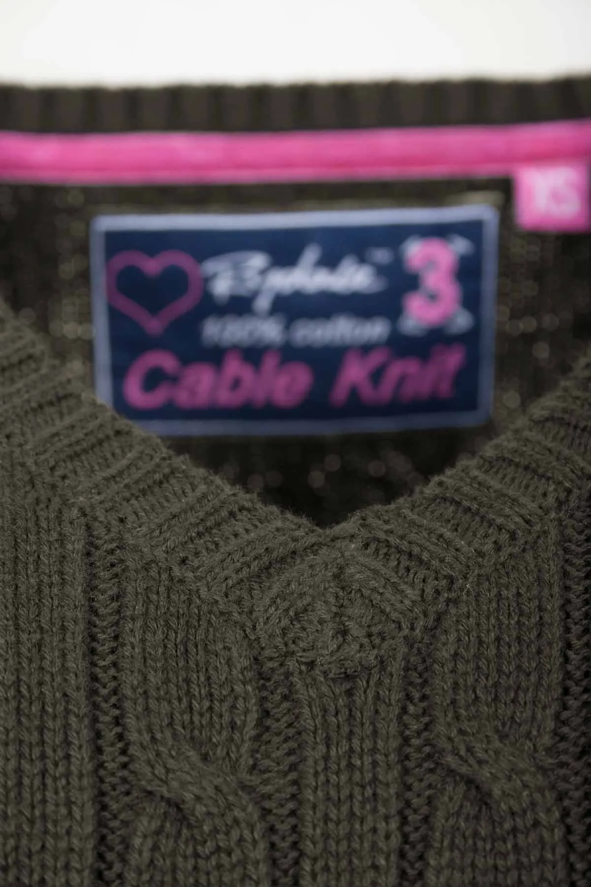 Ladies Cable Knit V Neck Jumper