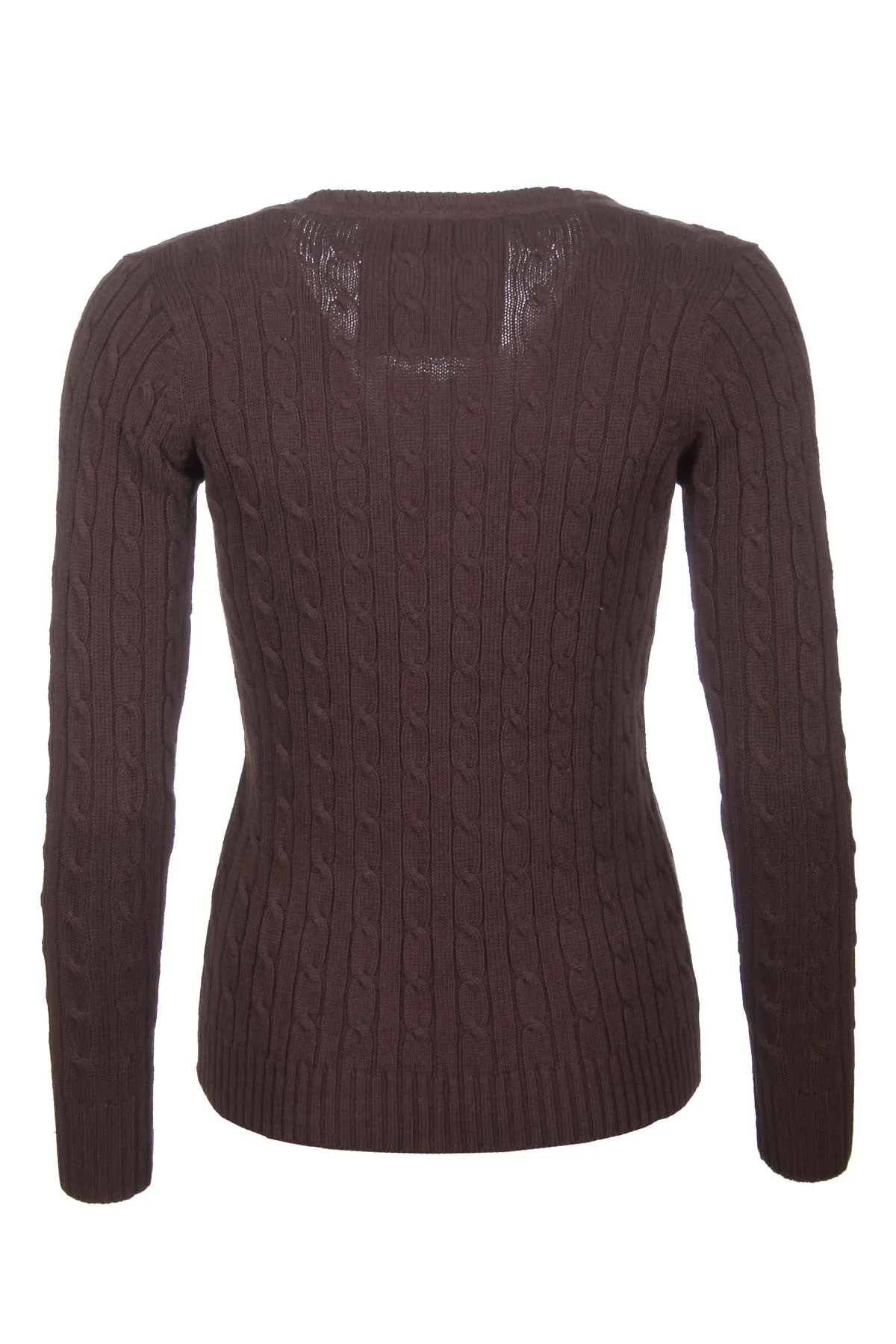 Ladies Cable Knit V Neck Jumper