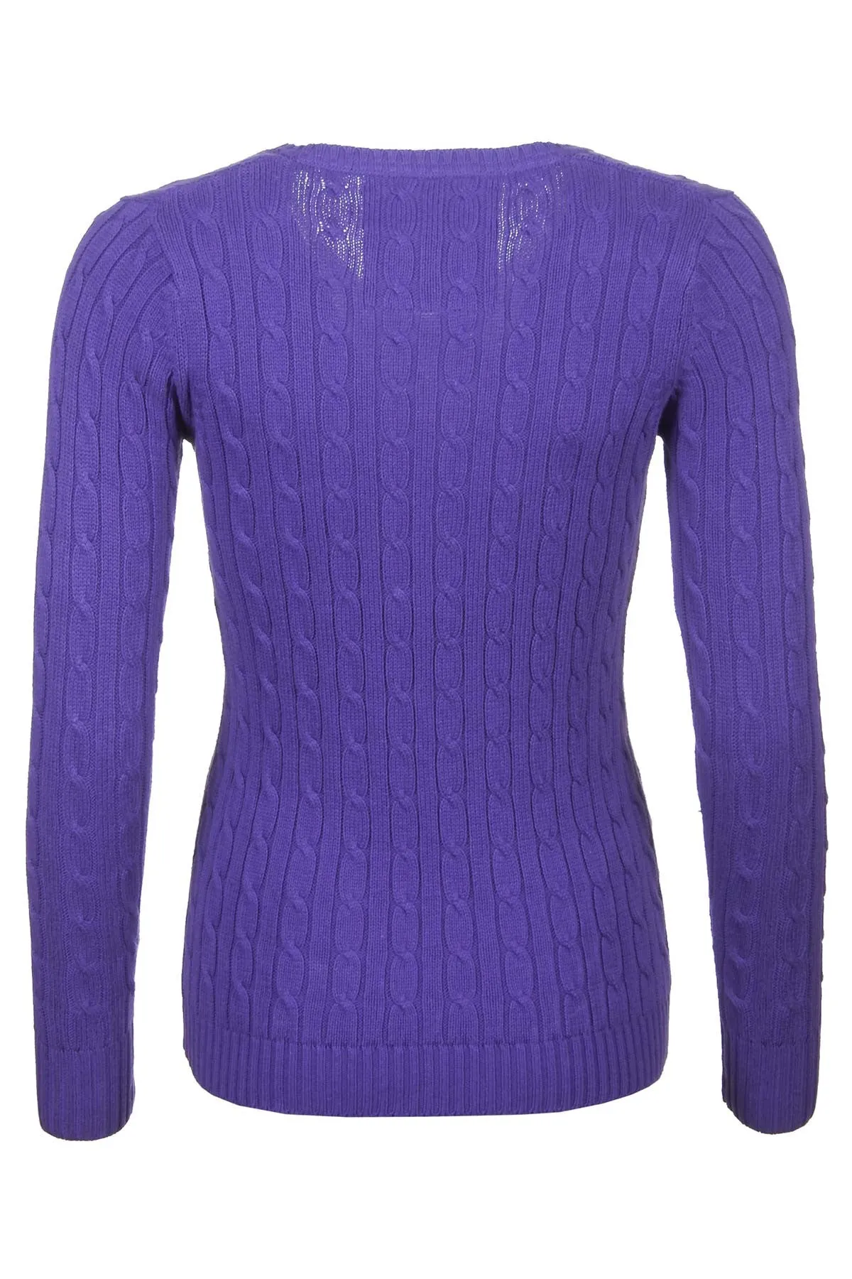 Ladies Cable Knit V Neck Jumper