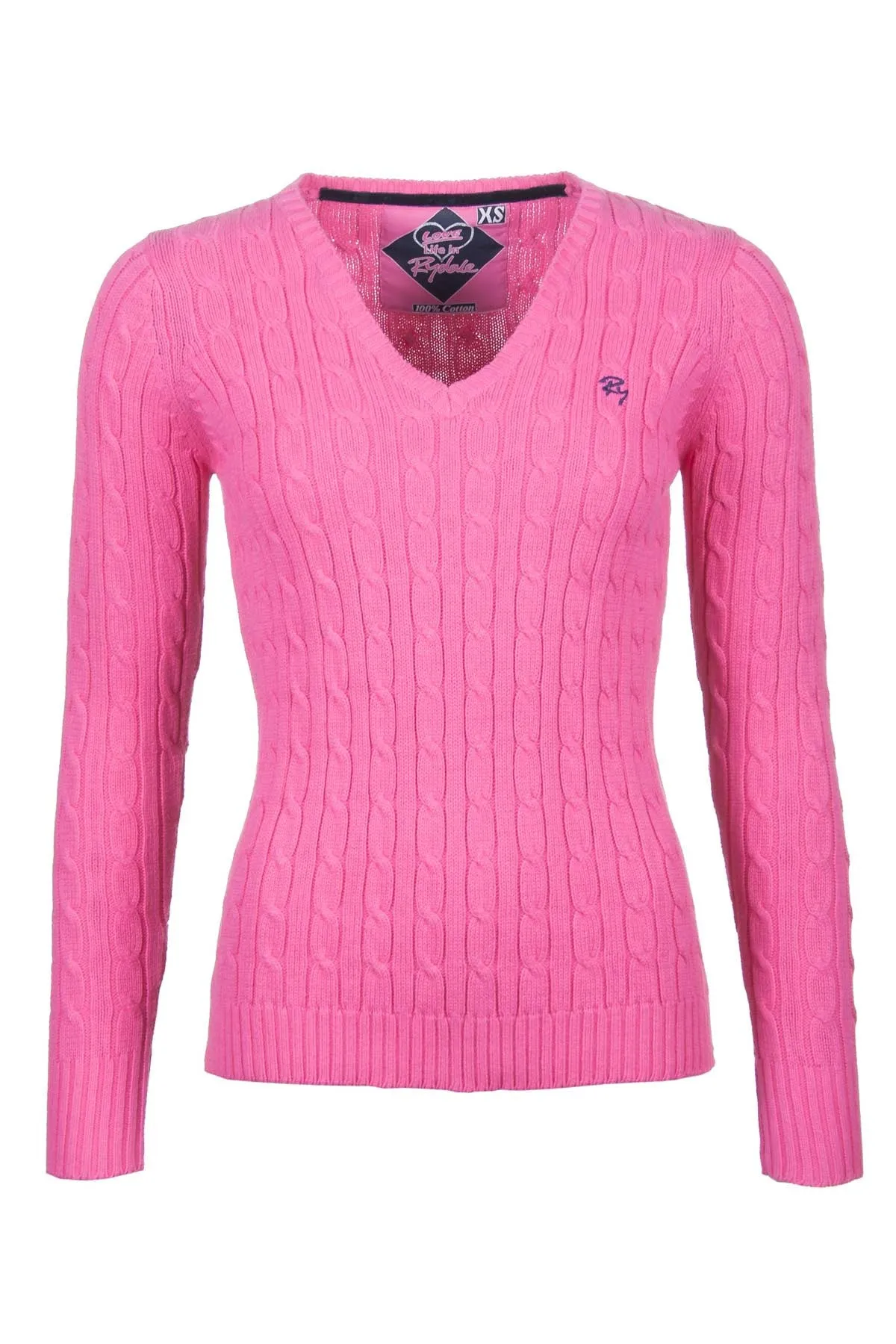 Ladies Cable Knit V Neck Jumper