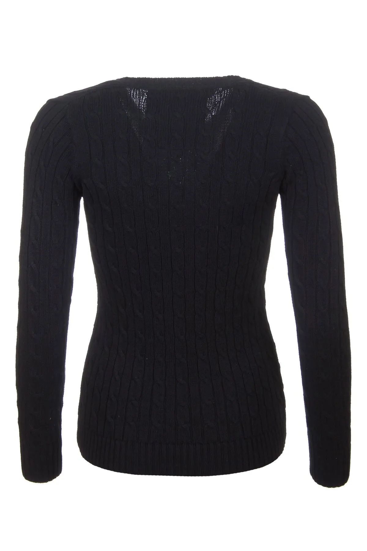 Ladies Cable Knit V Neck Jumper