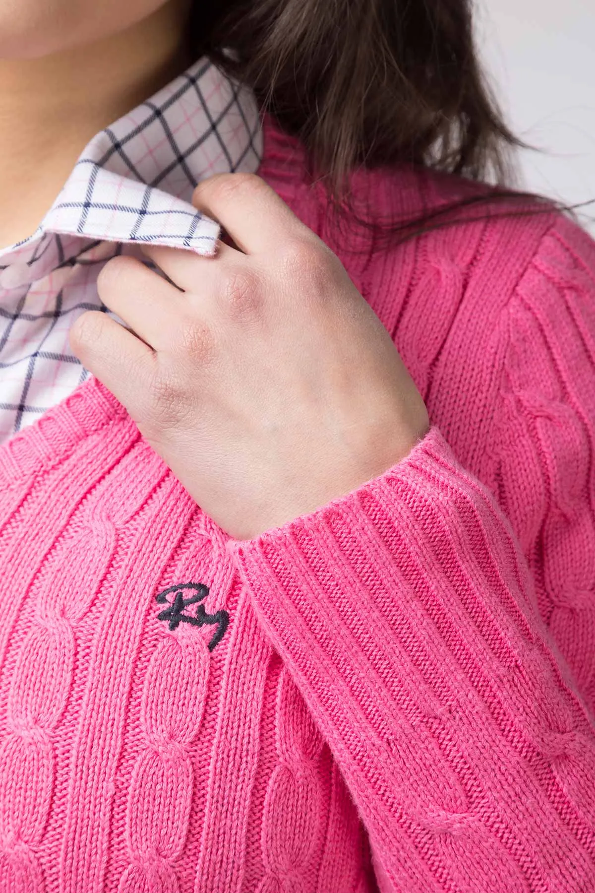 Ladies Cable Knit V Neck Jumper