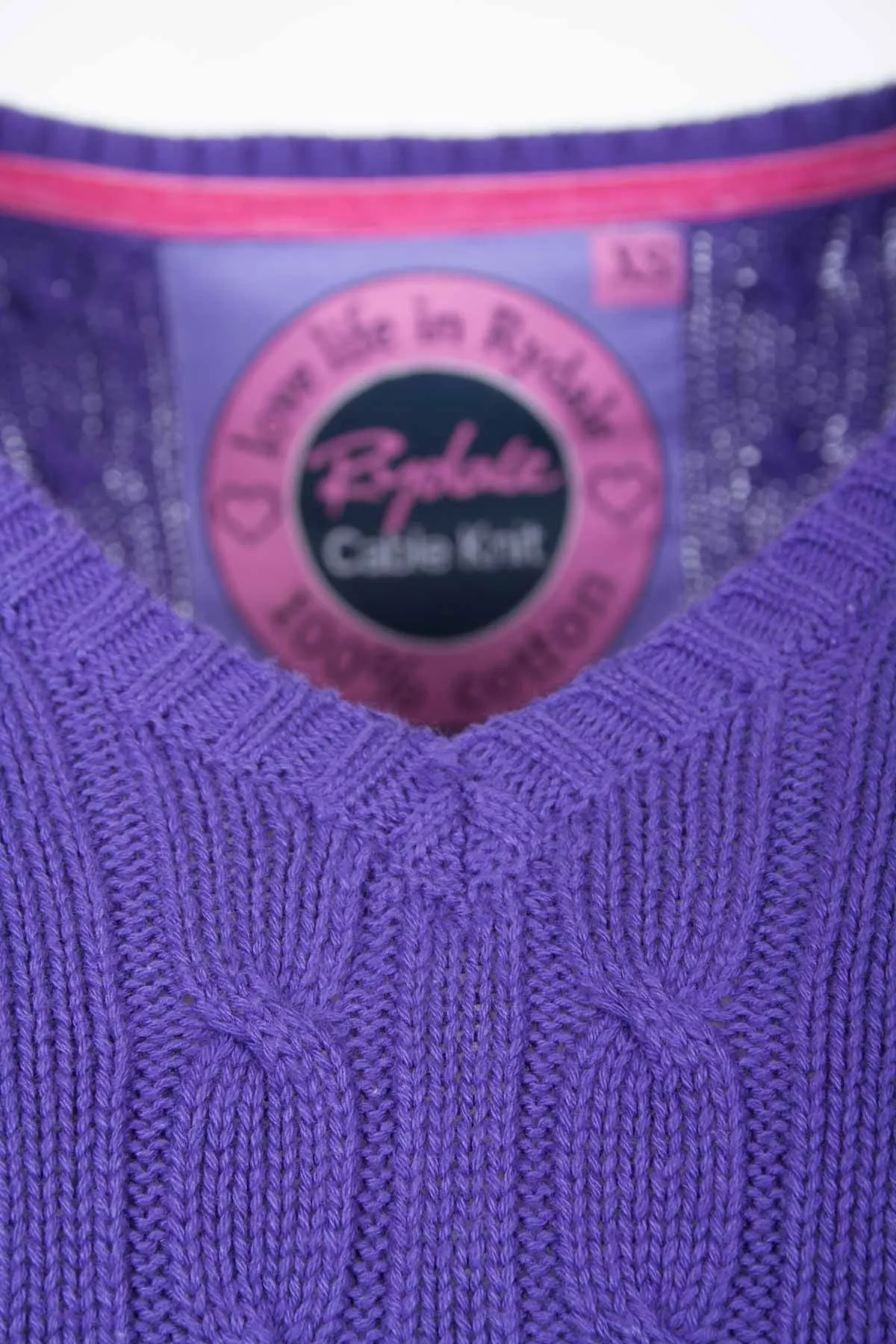 Ladies Cable Knit V Neck Jumper